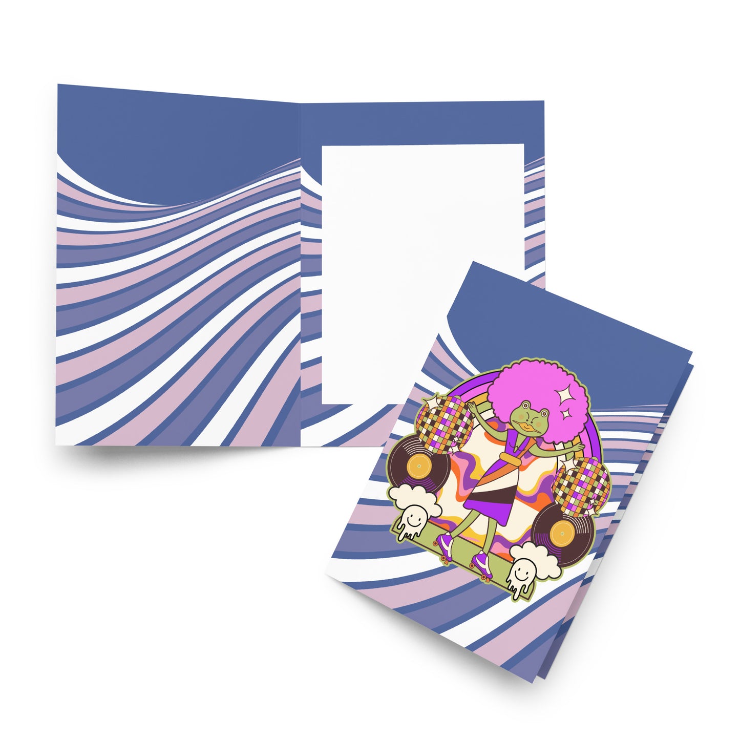 Disco Frog with pink hair Greeting card