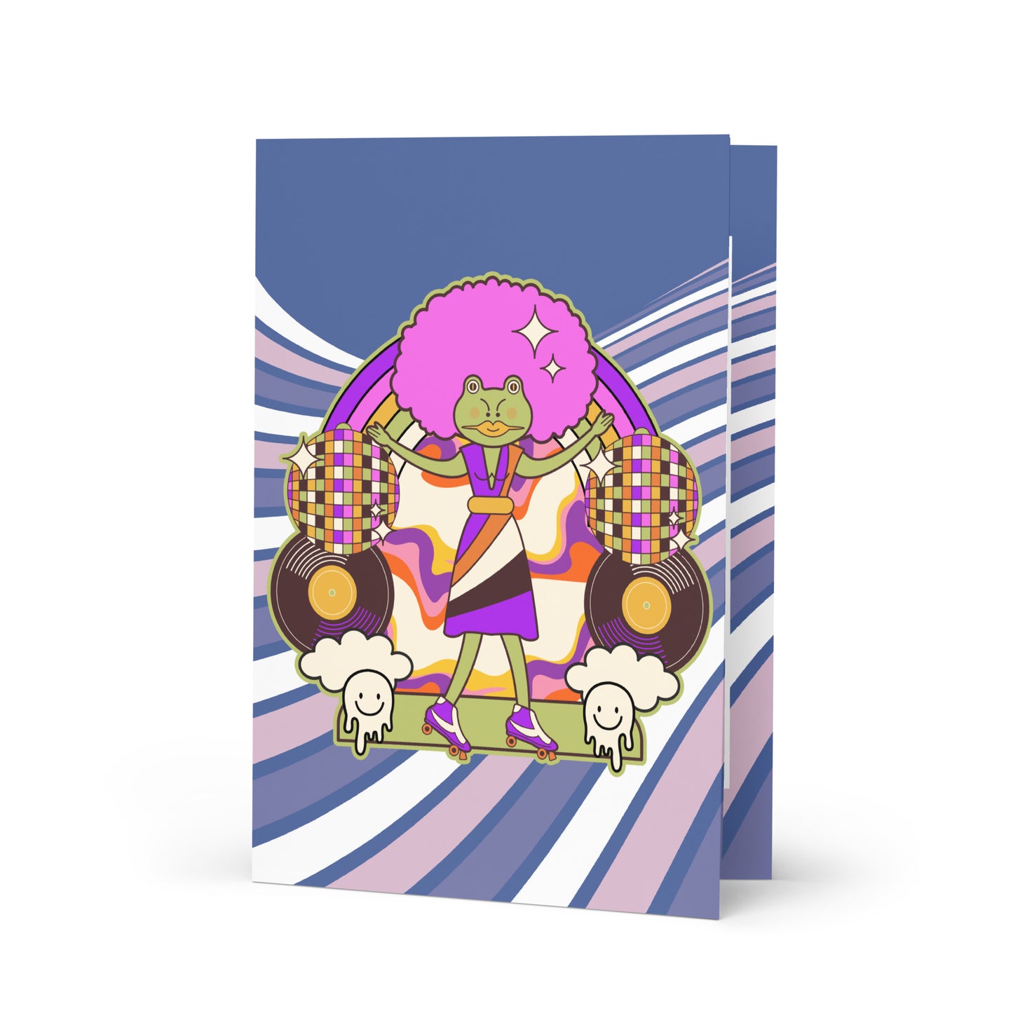 Disco Frog with pink hair Greeting card