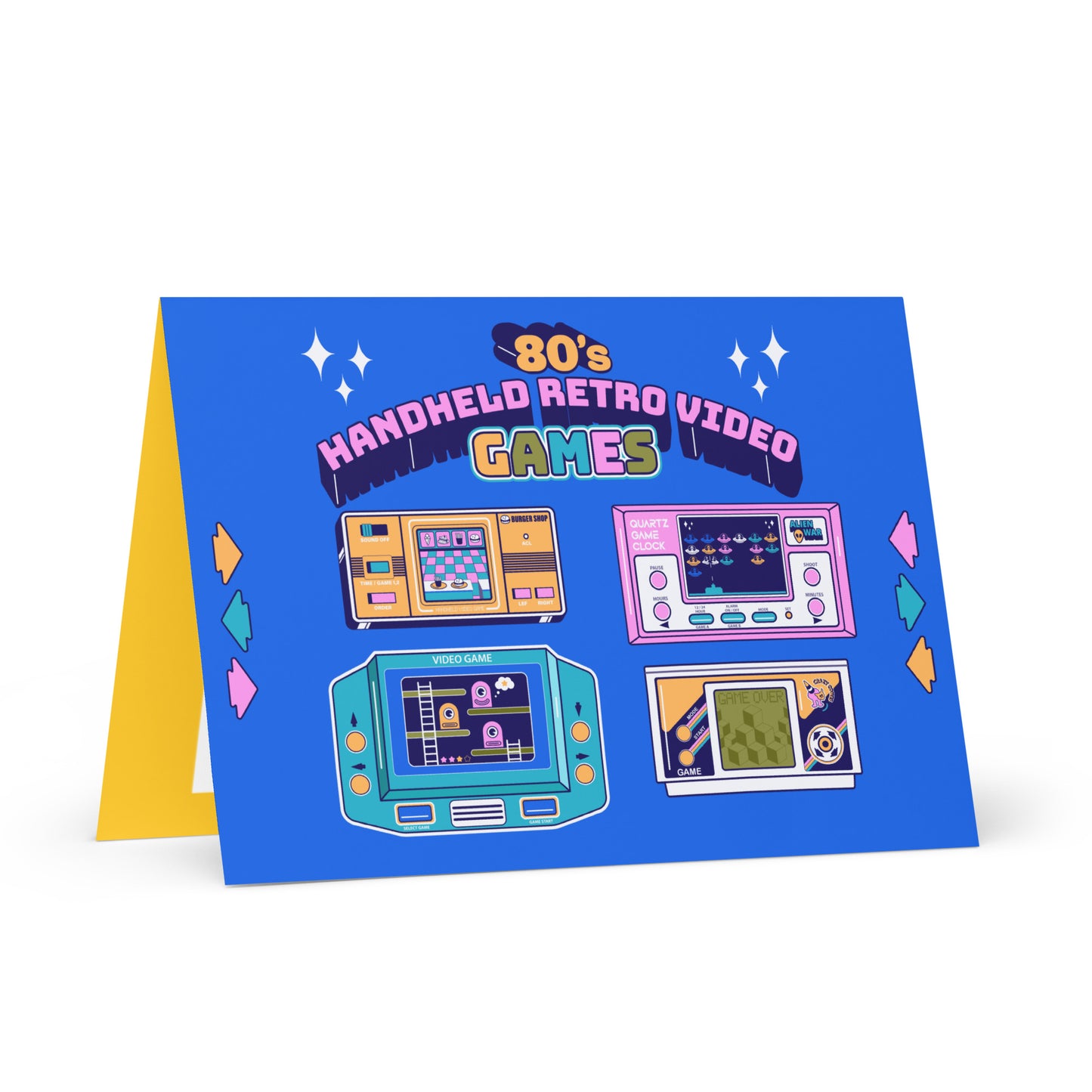 80's Handheld Retro Video Games Greeting card