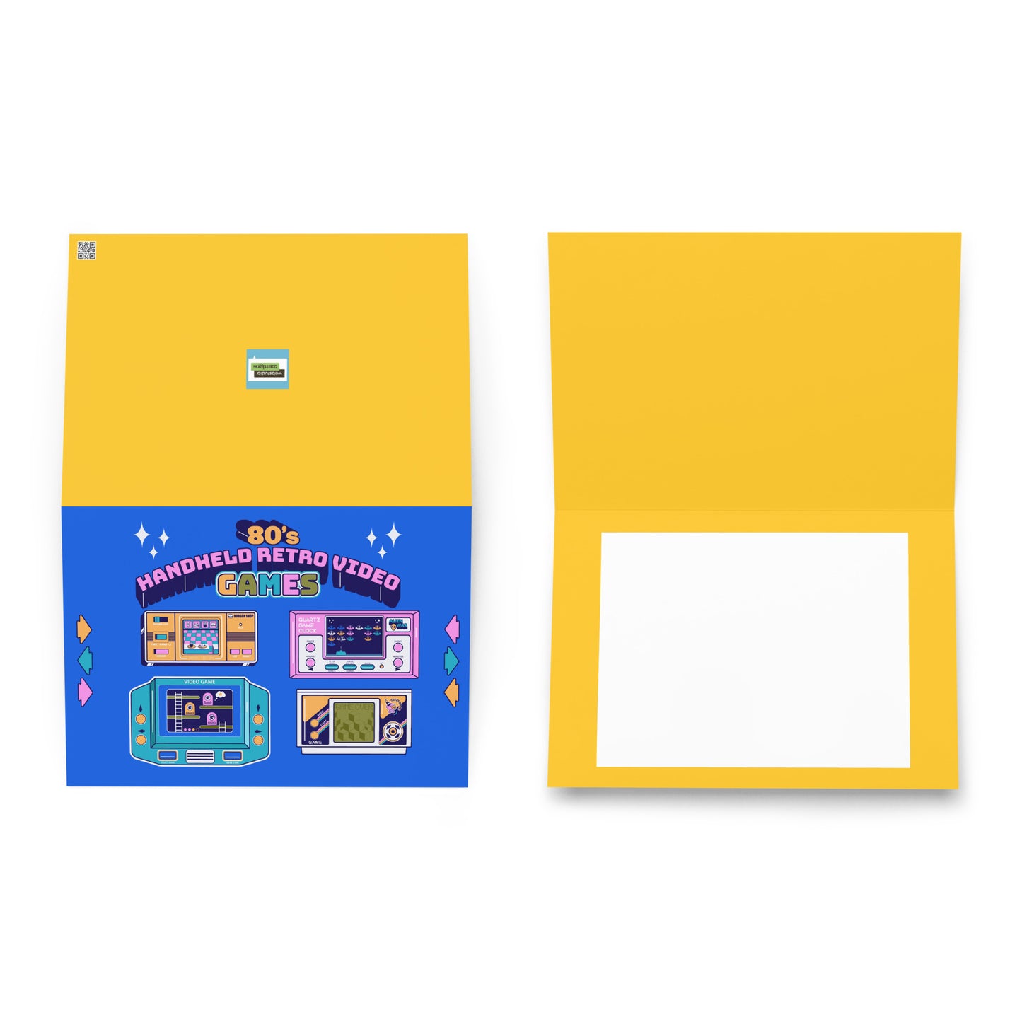 80's Handheld Retro Video Games Greeting card