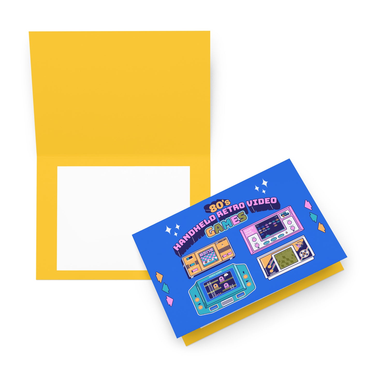 80's Handheld Retro Video Games Greeting card