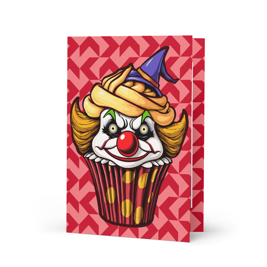 Clown Cupcake with witch hat Greeting card