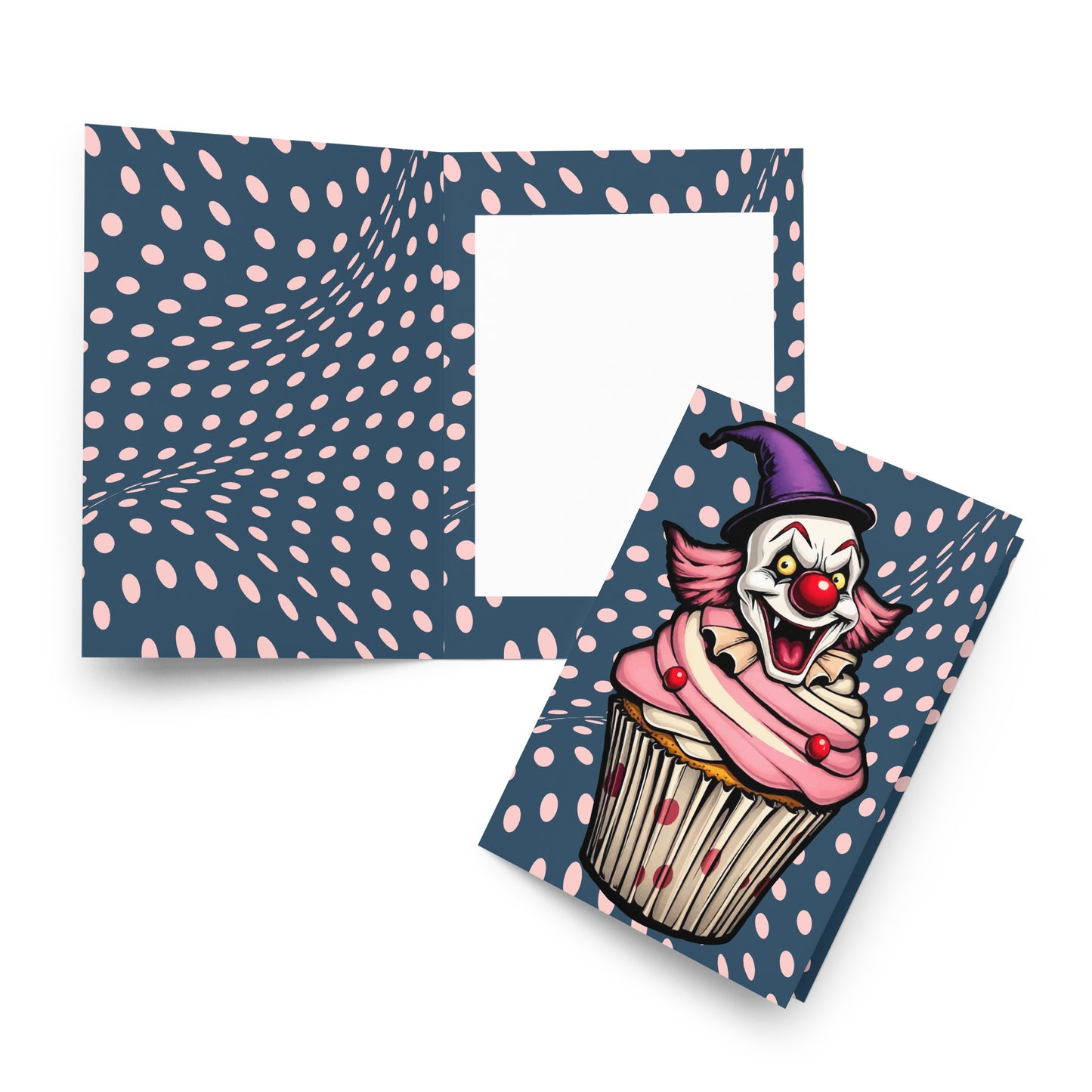 Creepy Clown Cupcake Greeting card