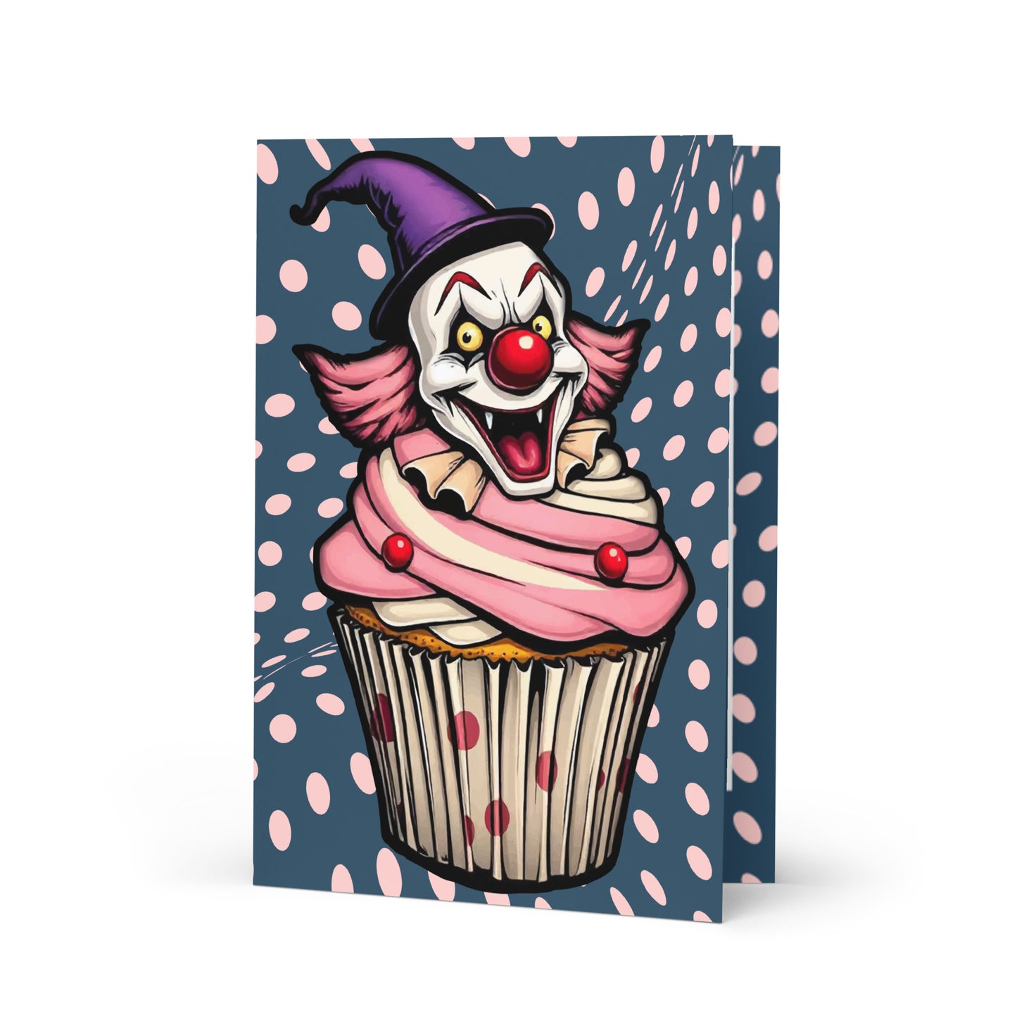 Creepy Clown Cupcake Greeting card