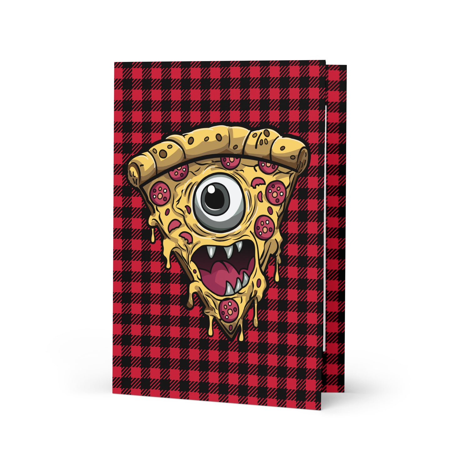 Pizza slice with psychic eye in zombie Greeting card