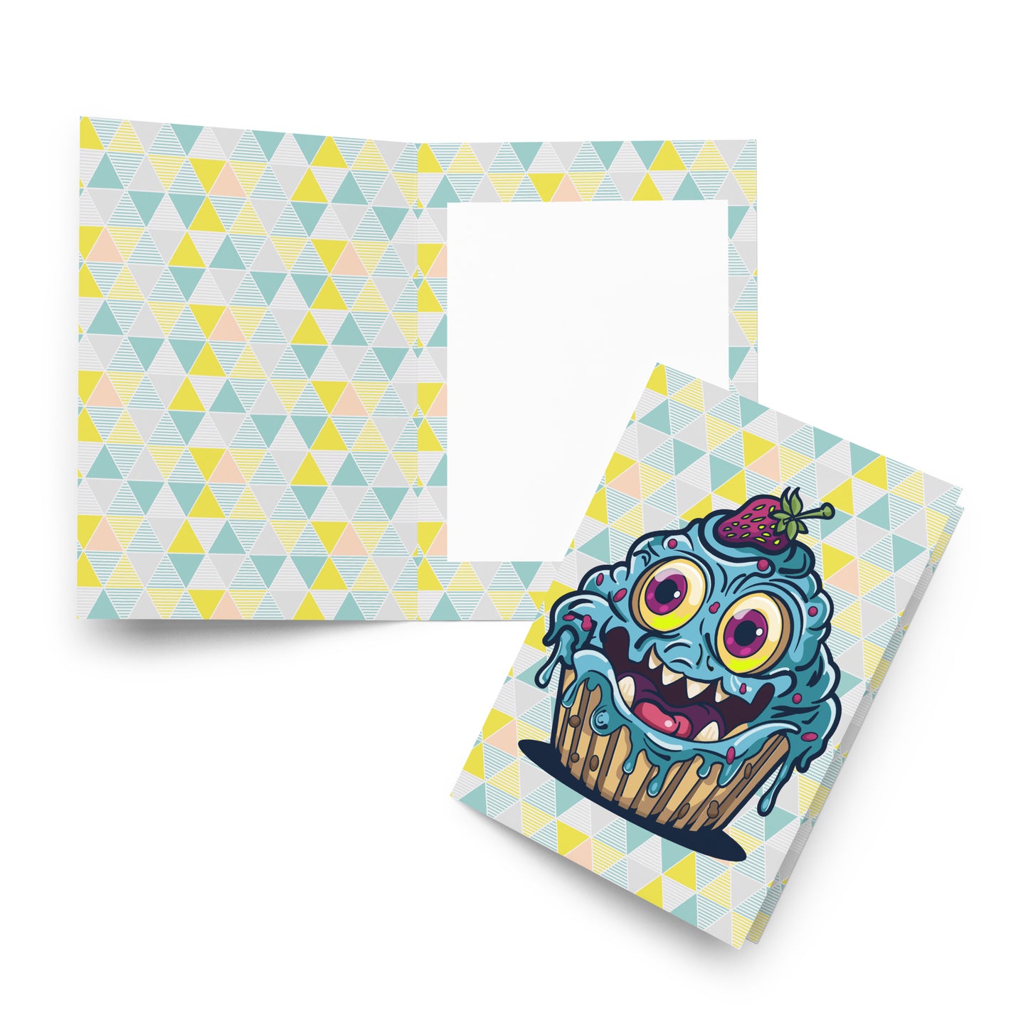 Happy -evil- blueberry cupcake monster Greeting card