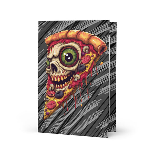 Pizza Slice with skull Greeting card