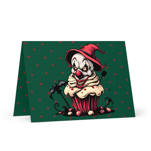 Evil clown with bats Greeting card