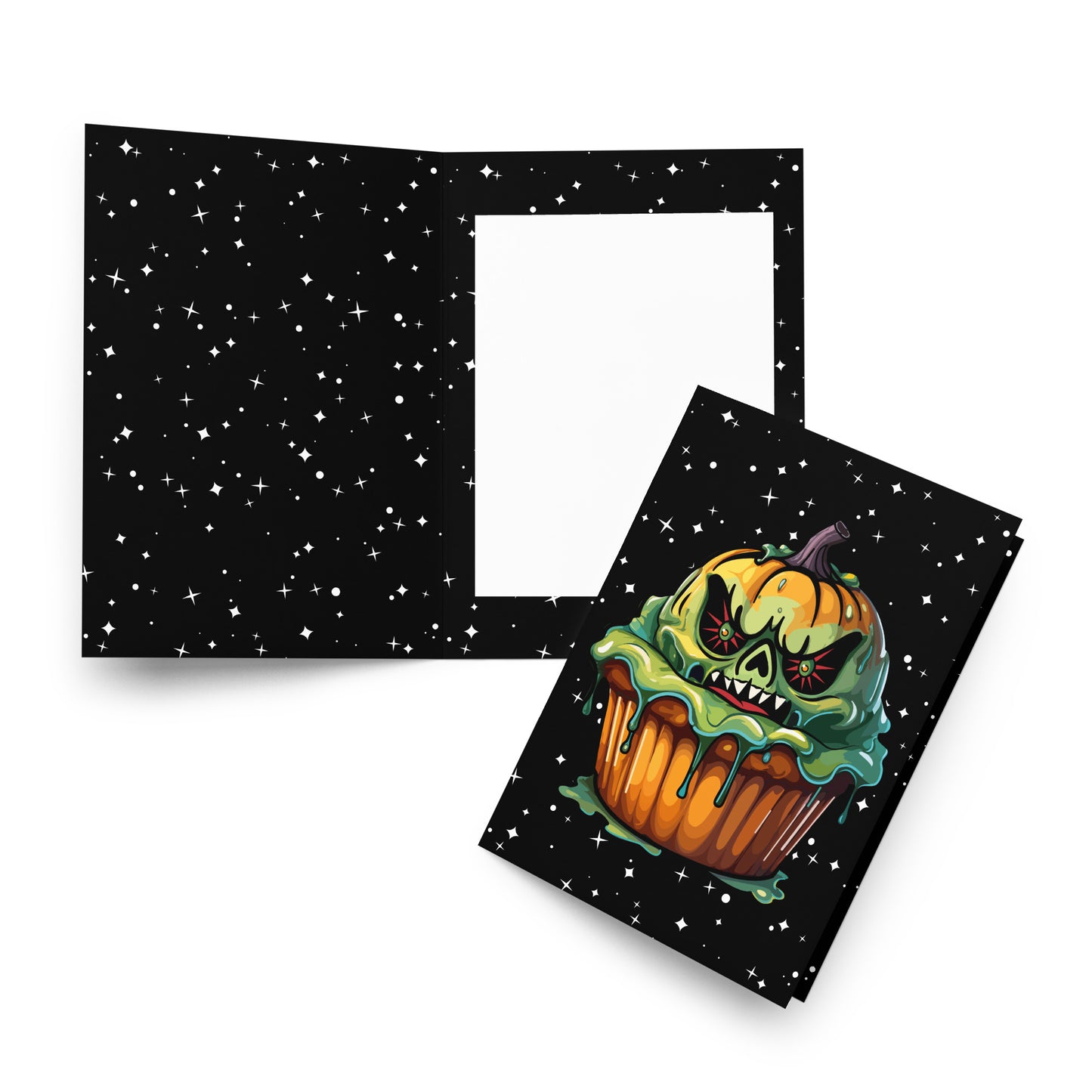 Evil Pumpkin Cupcake Greeting card