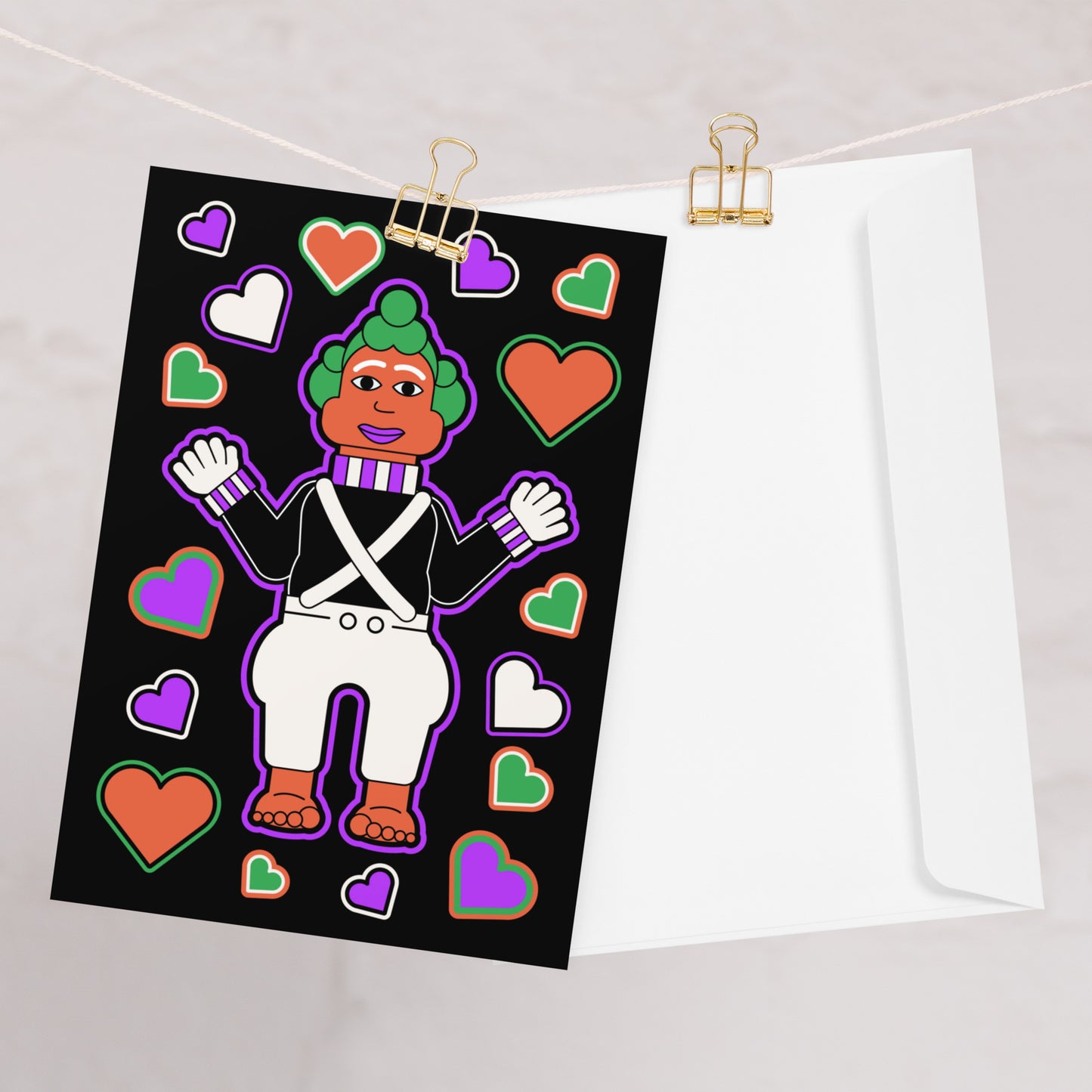 Oompa Loompa in love greeting card