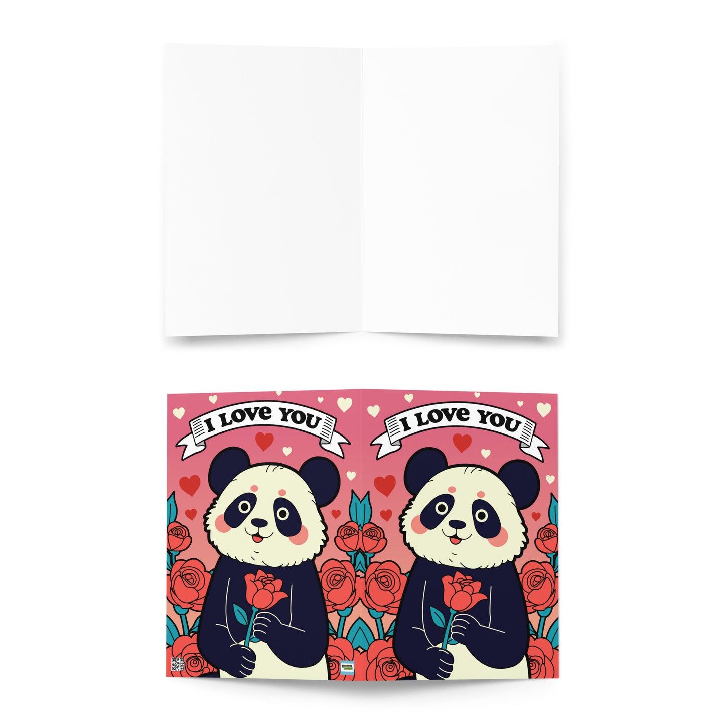 Romantic panda in love  greeting card