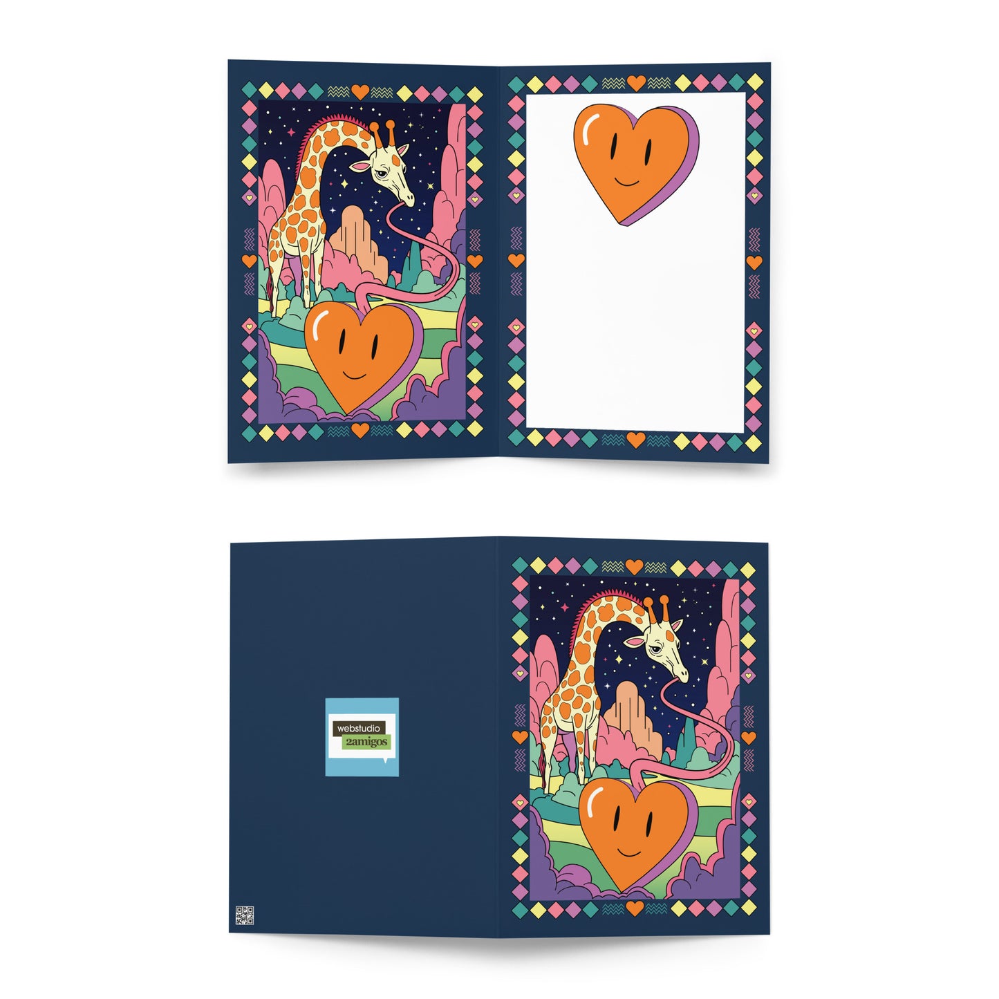 Cosmic love giraffe greeting card