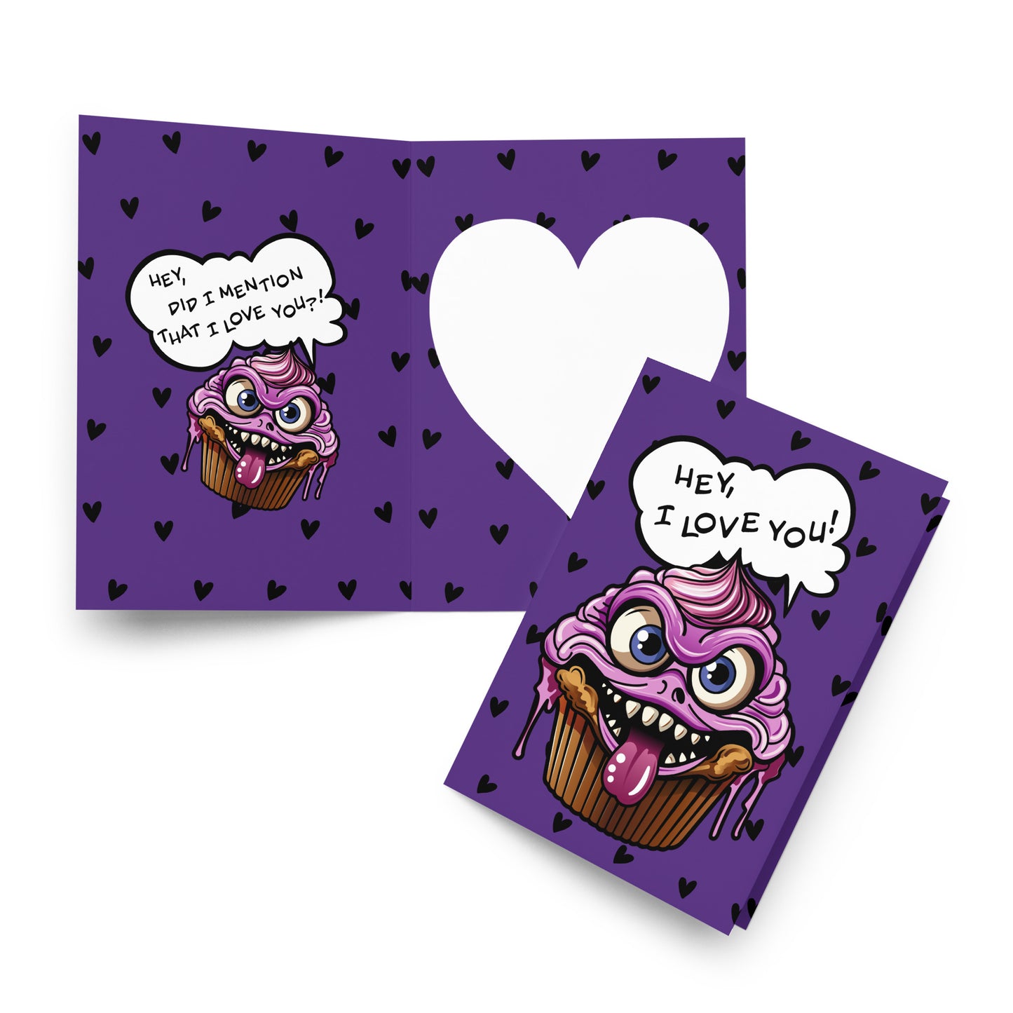 Evil Cupcake in Love greeting card