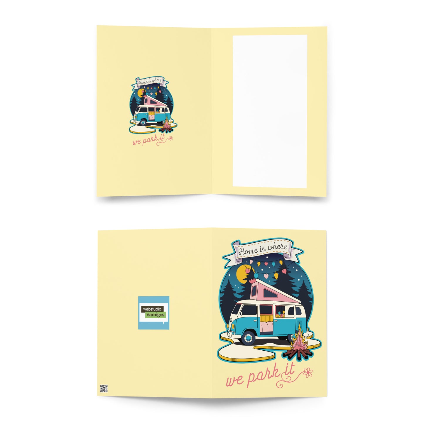 Home Is Where We Park It - Retro Camper Van Adventure Design greeting card