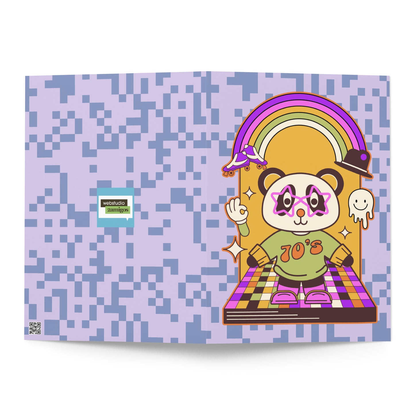 Disco Panda Greeting card