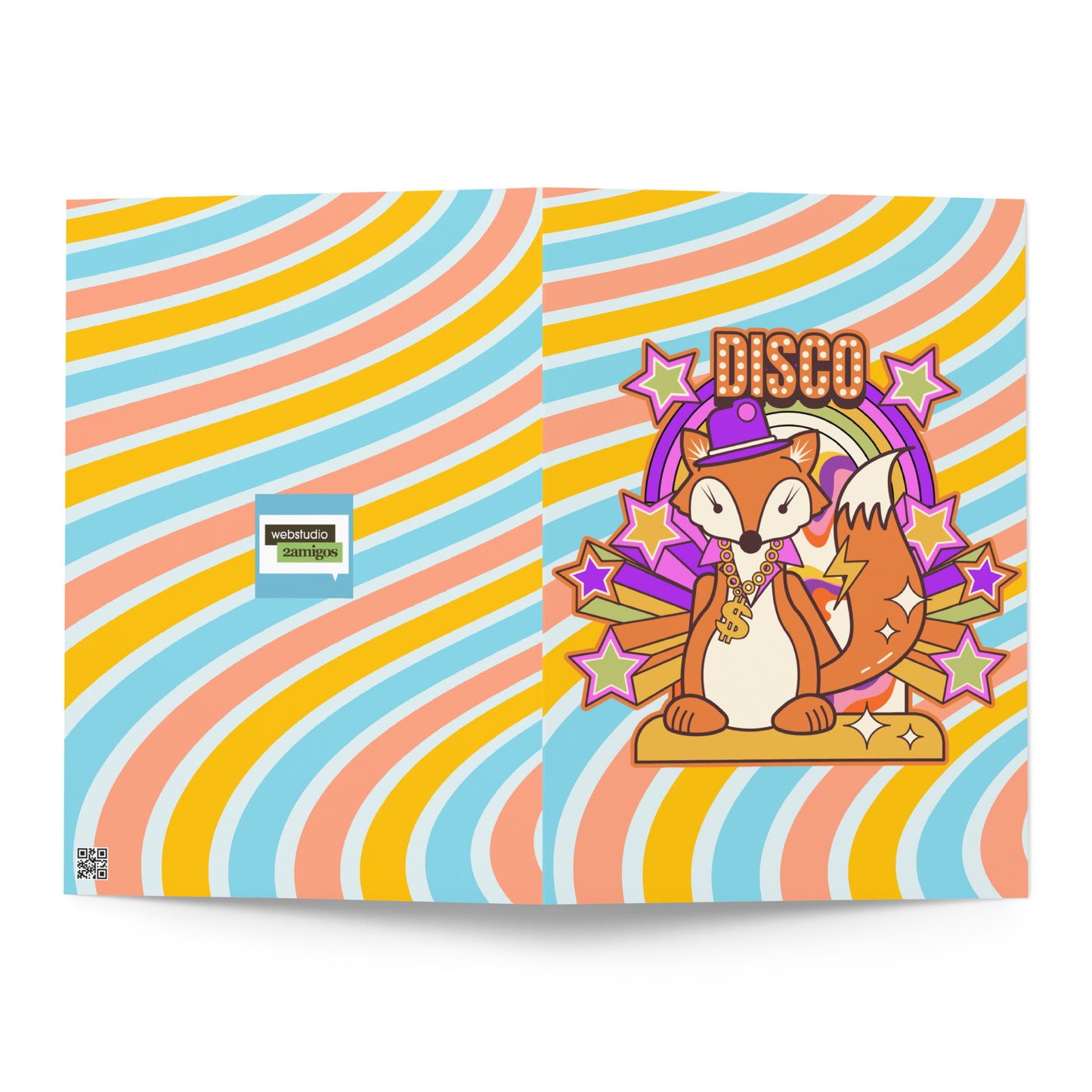 Disco Fox Greeting card