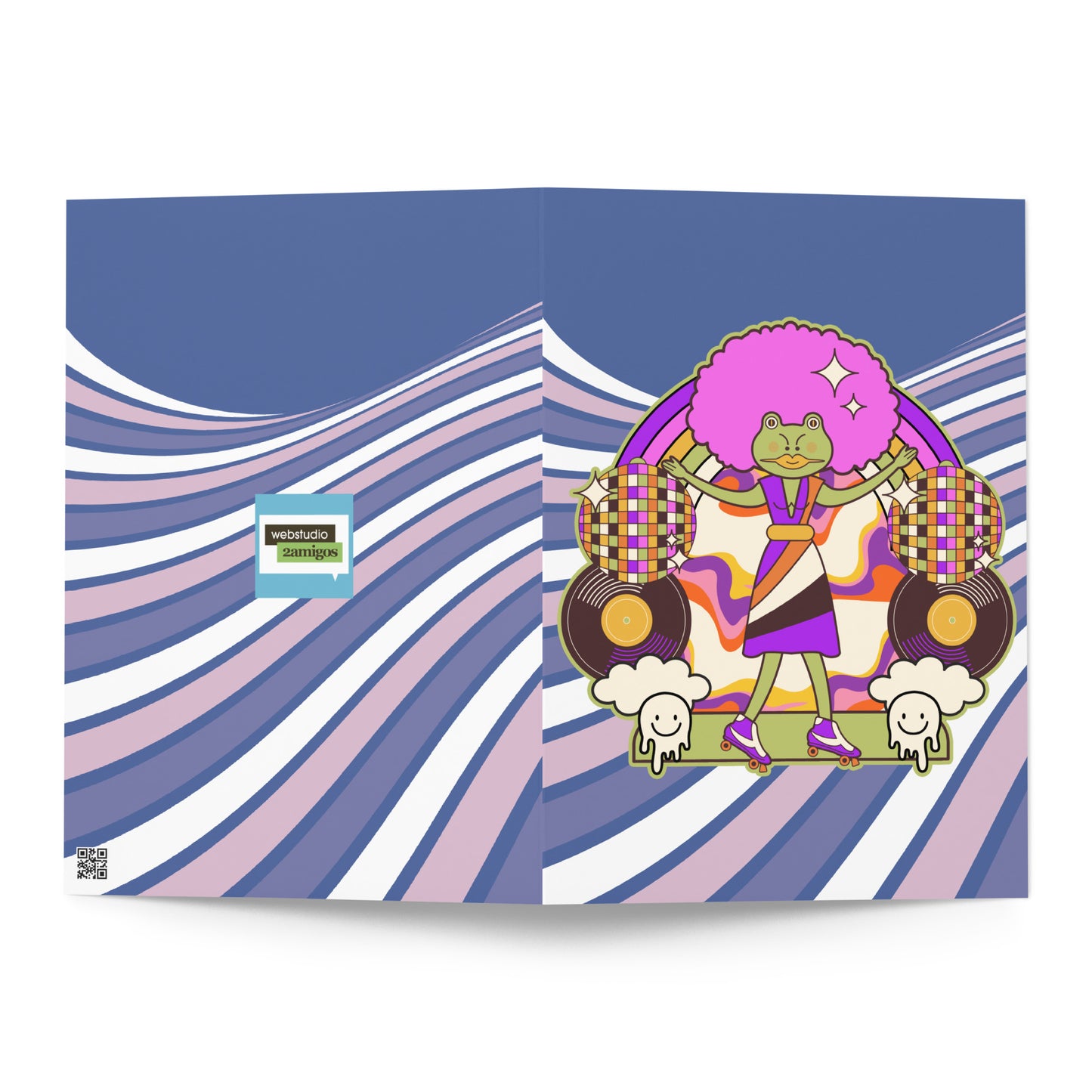 Disco Frog with pink hair Greeting card