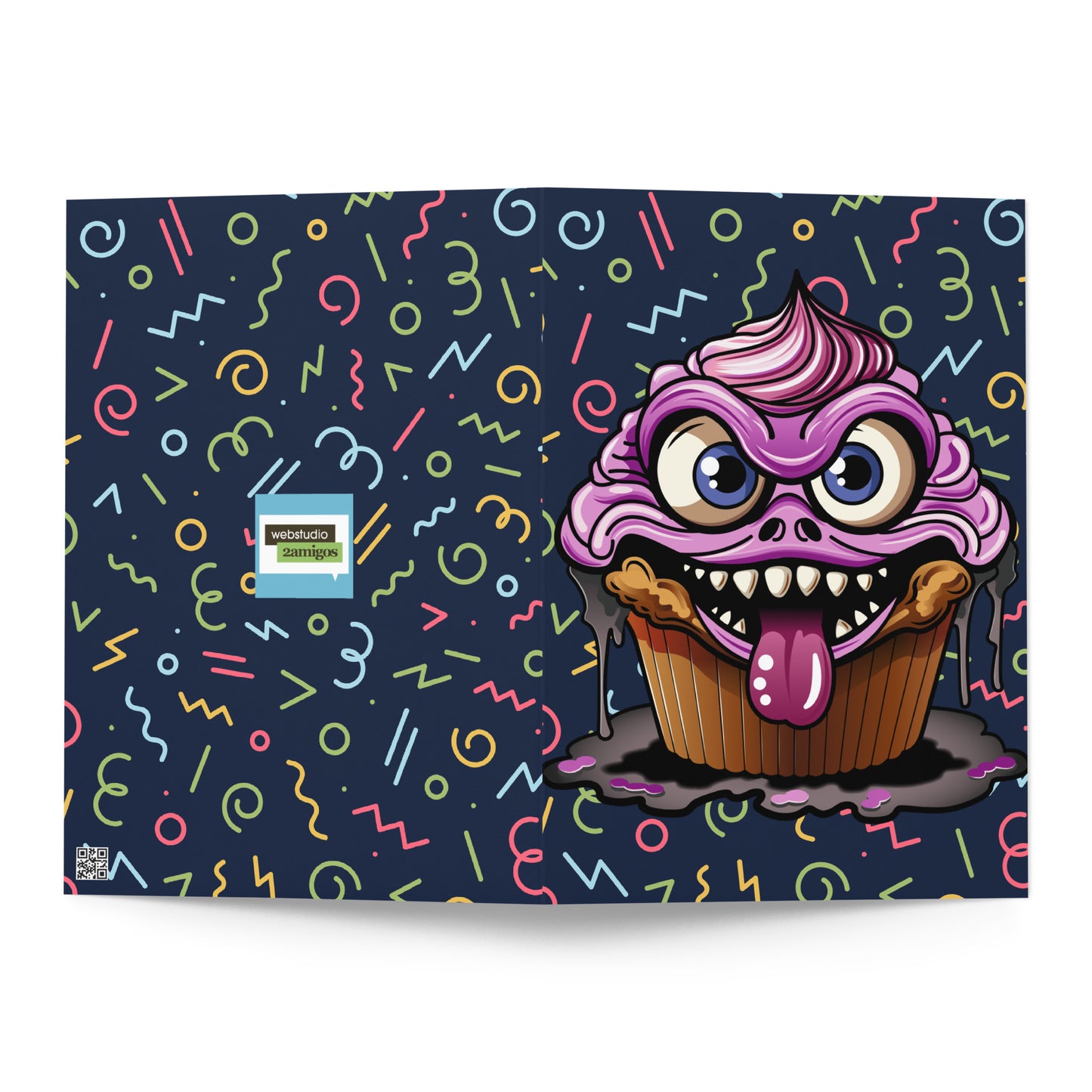 Evil Cupcake Monster Greeting card