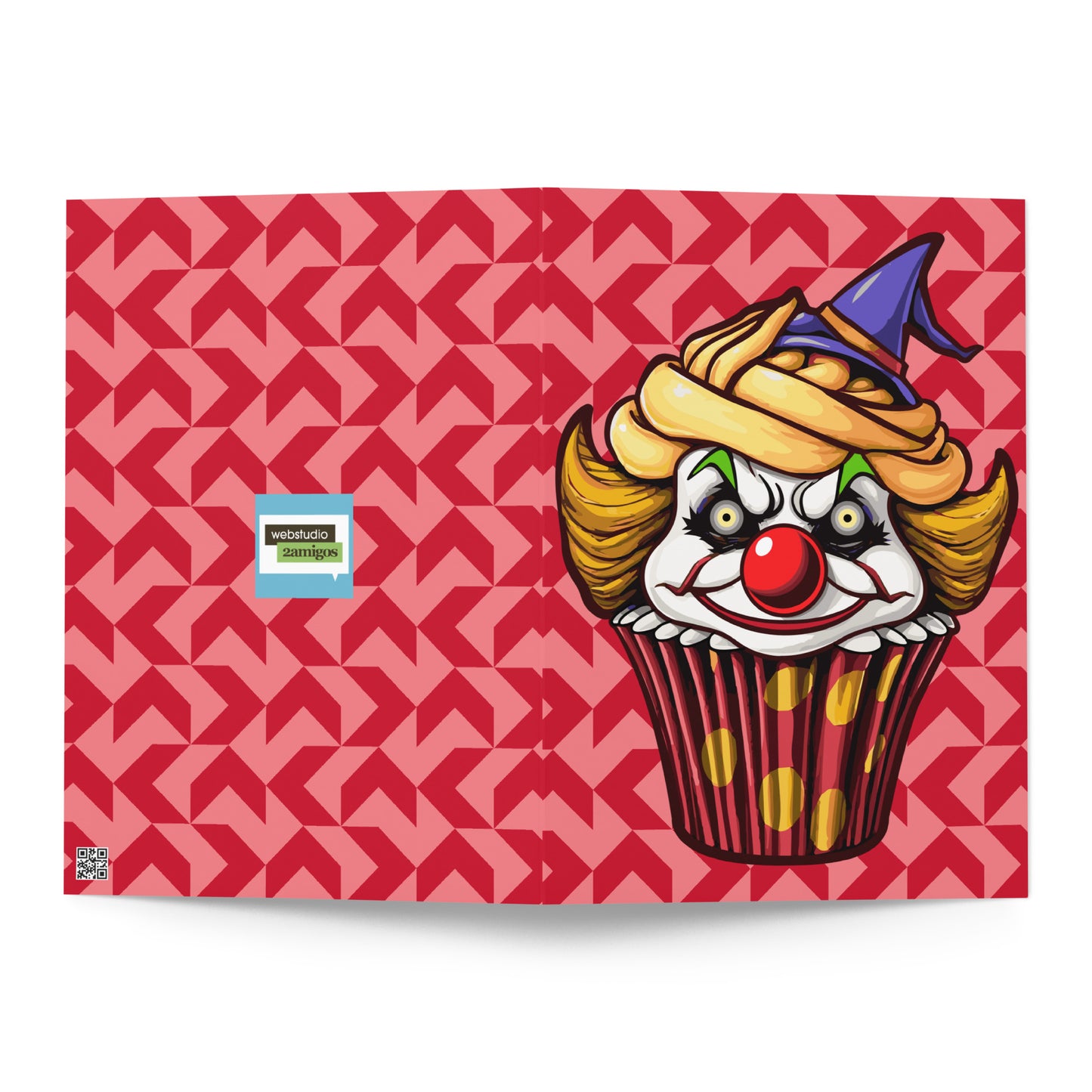 Clown Cupcake with witch hat Greeting card