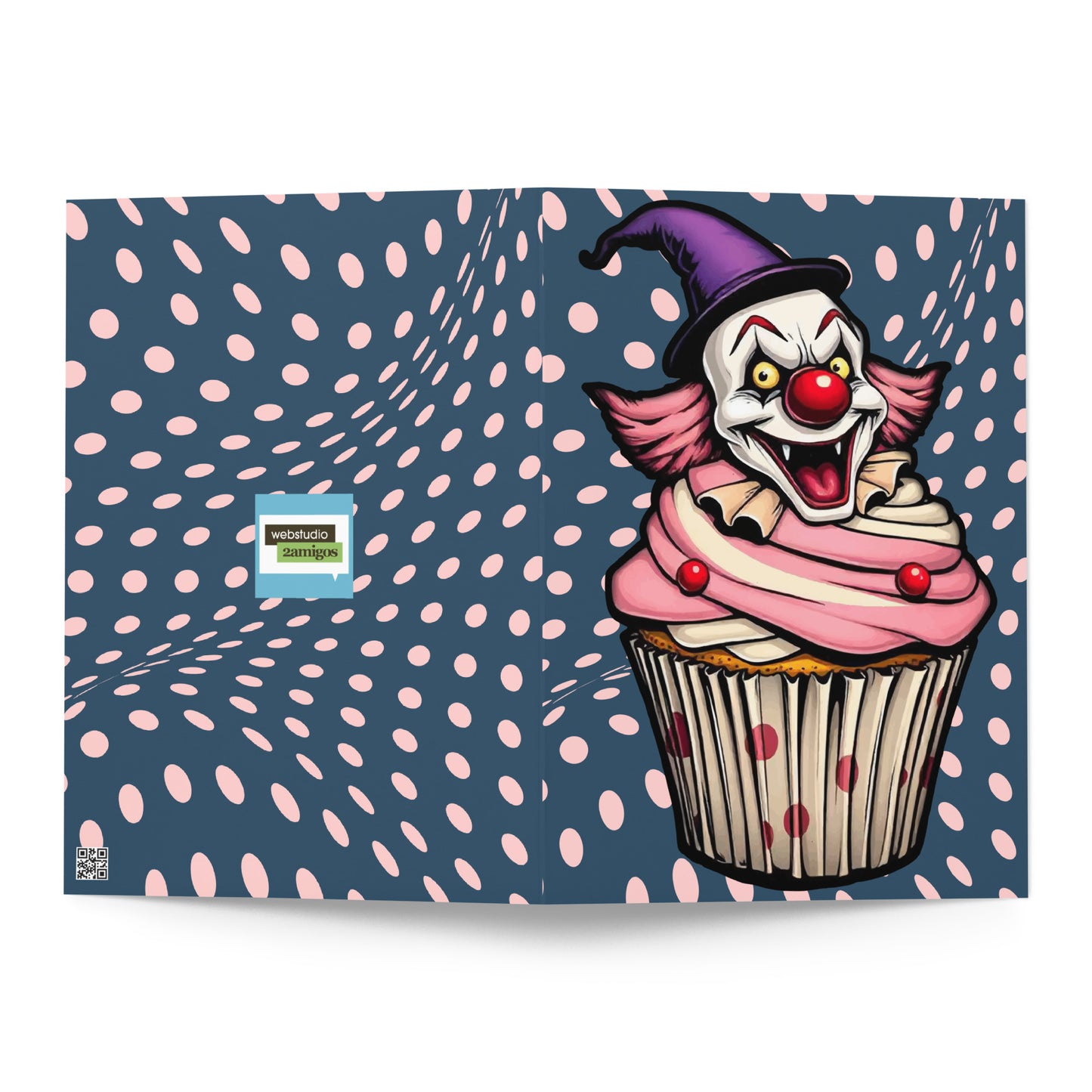 Creepy Clown Cupcake Greeting card