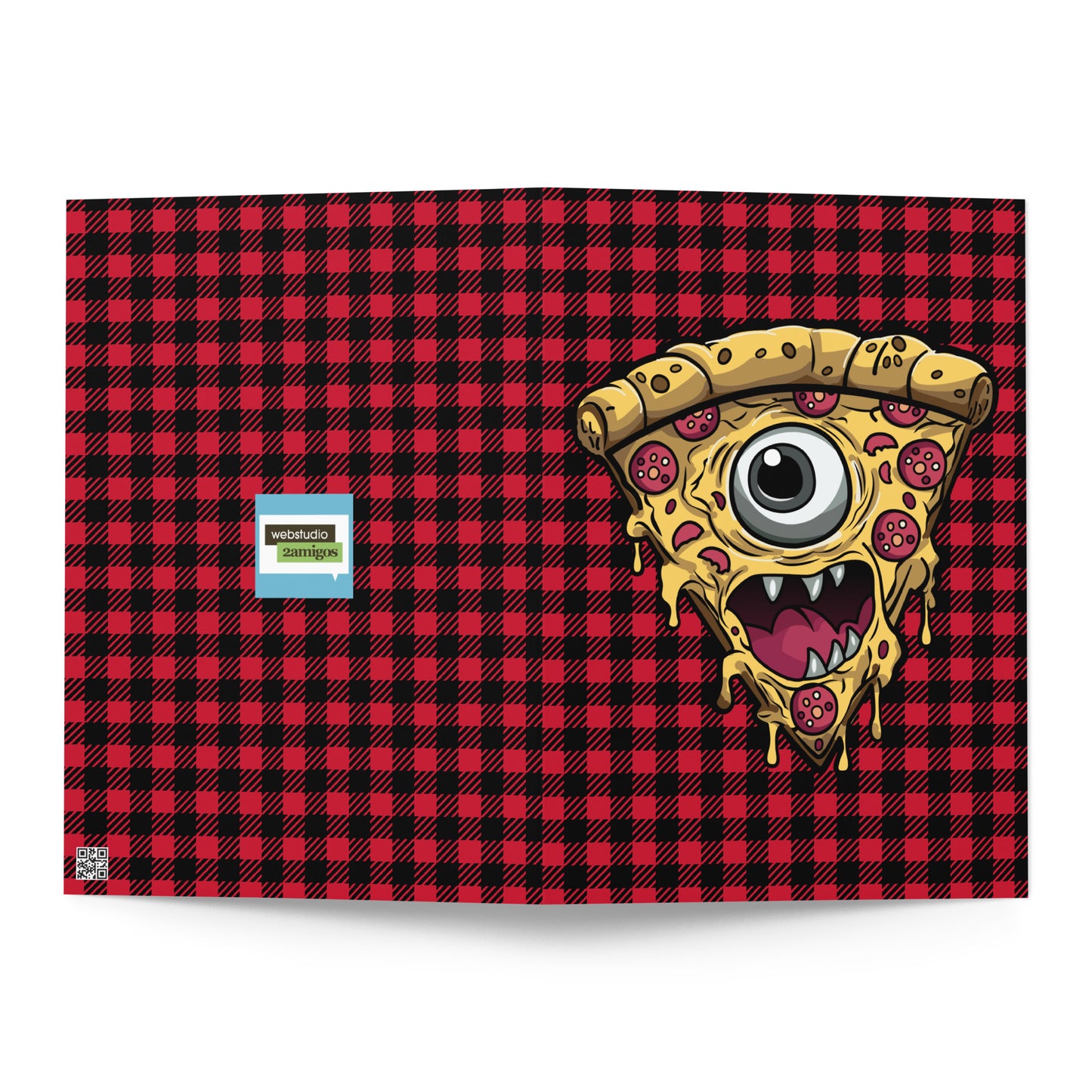 Pizza slice with psychic eye in zombie Greeting card