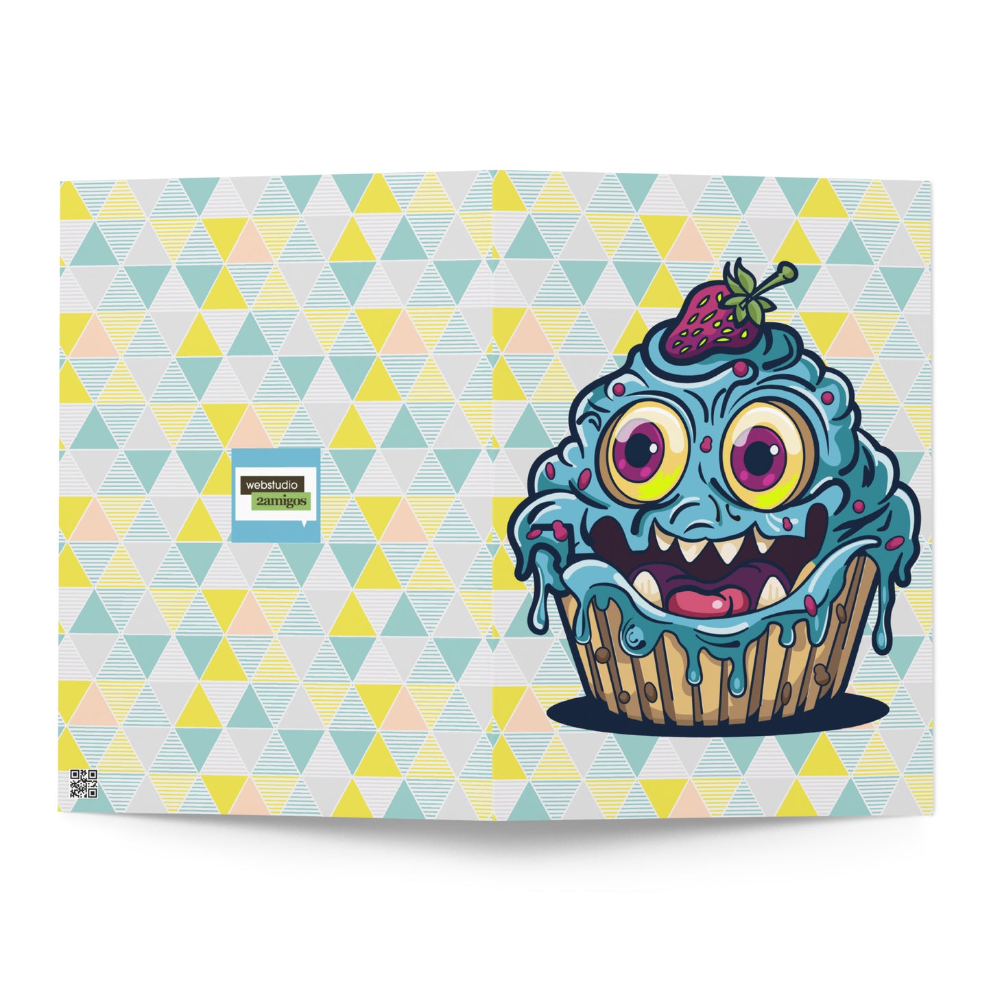 Happy -evil- blueberry cupcake monster Greeting card