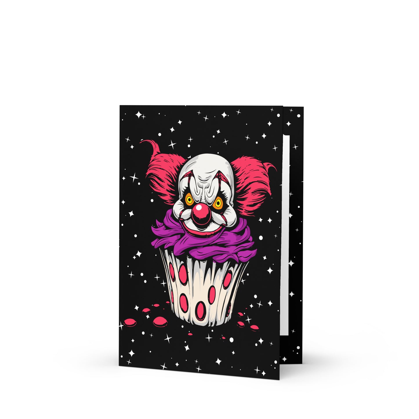 Vintage creepy clown cupcake Greeting card