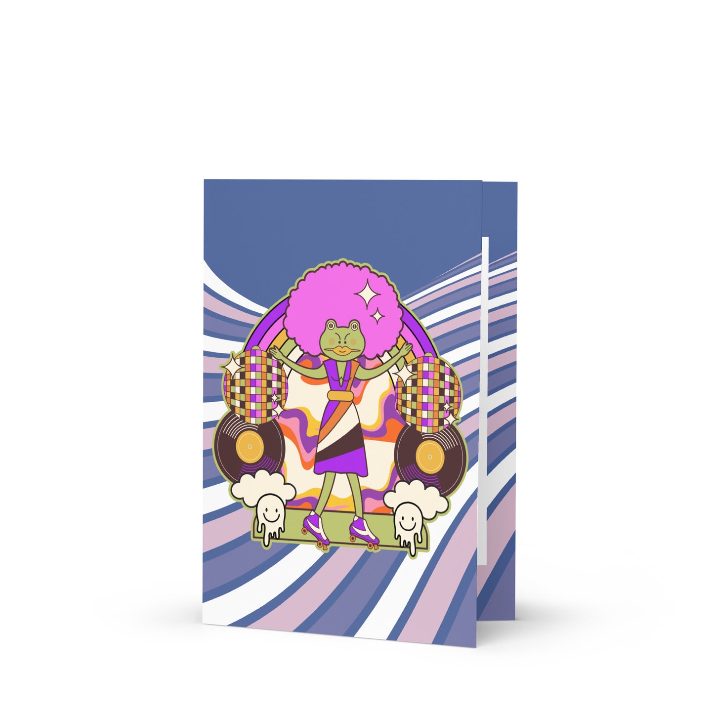 Disco Frog with pink hair Greeting card