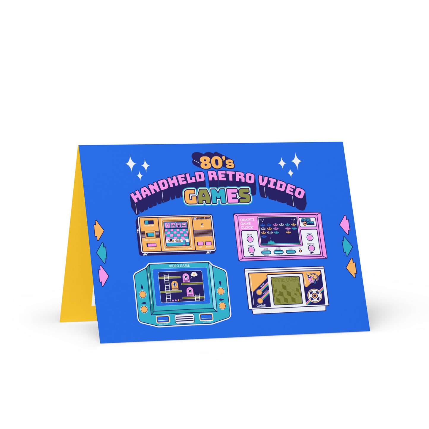 80's Handheld Retro Video Games Greeting card