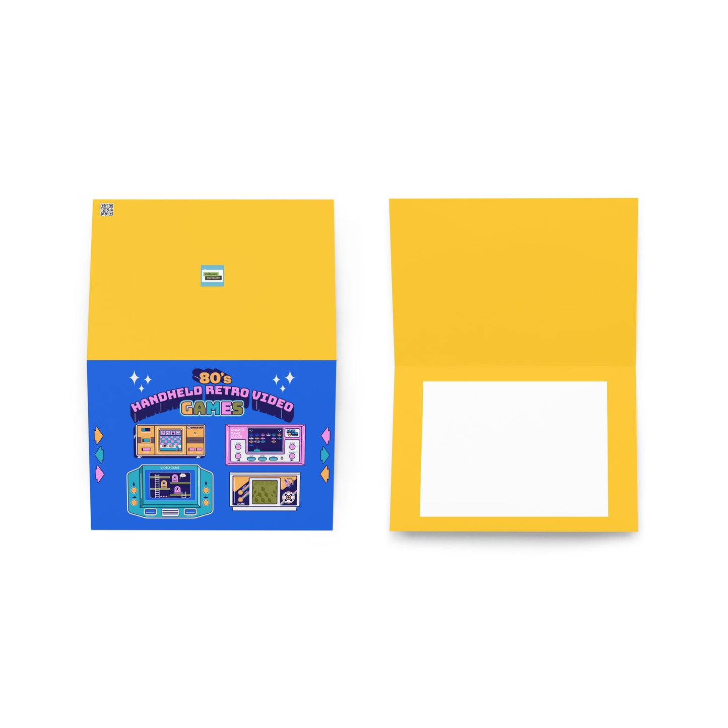 80's Handheld Retro Video Games Greeting card