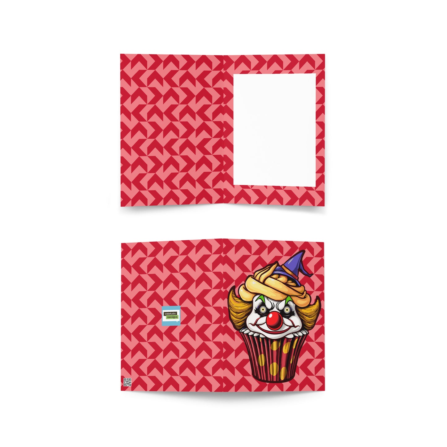 Clown Cupcake with witch hat Greeting card