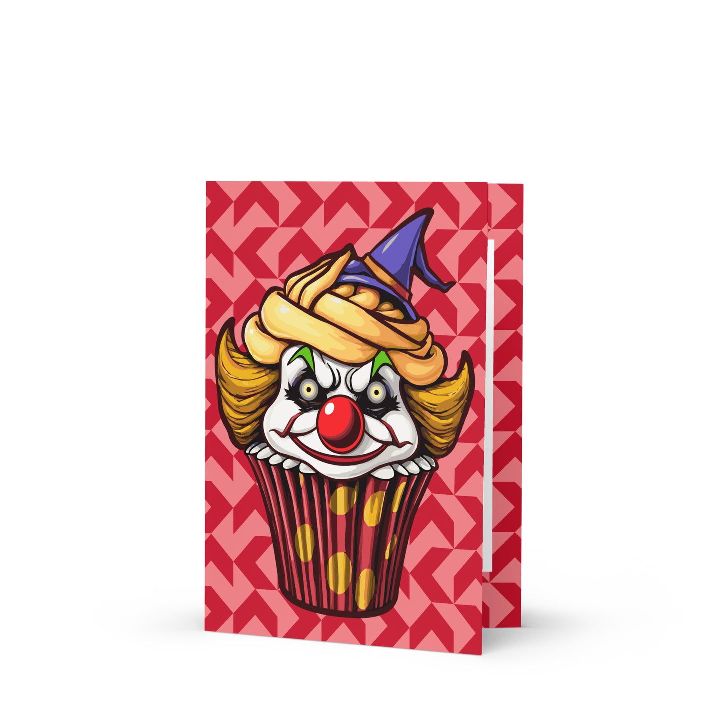 Clown Cupcake with witch hat Greeting card