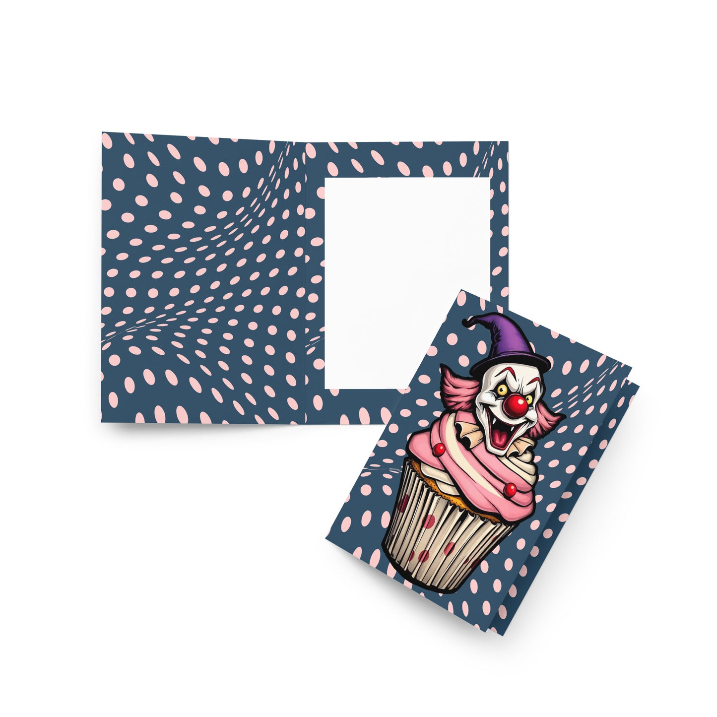 Creepy Clown Cupcake Greeting card