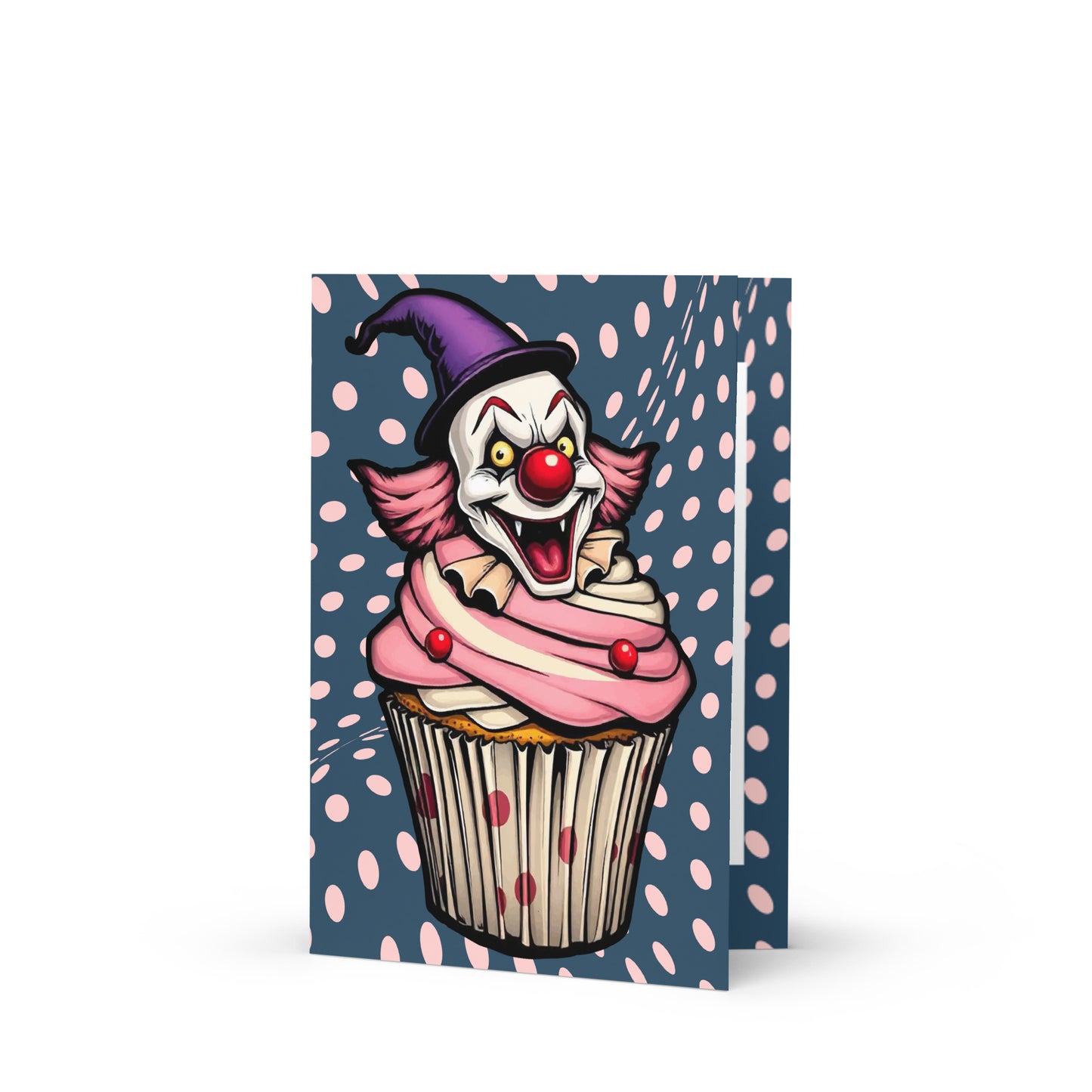 Creepy Clown Cupcake Greeting card