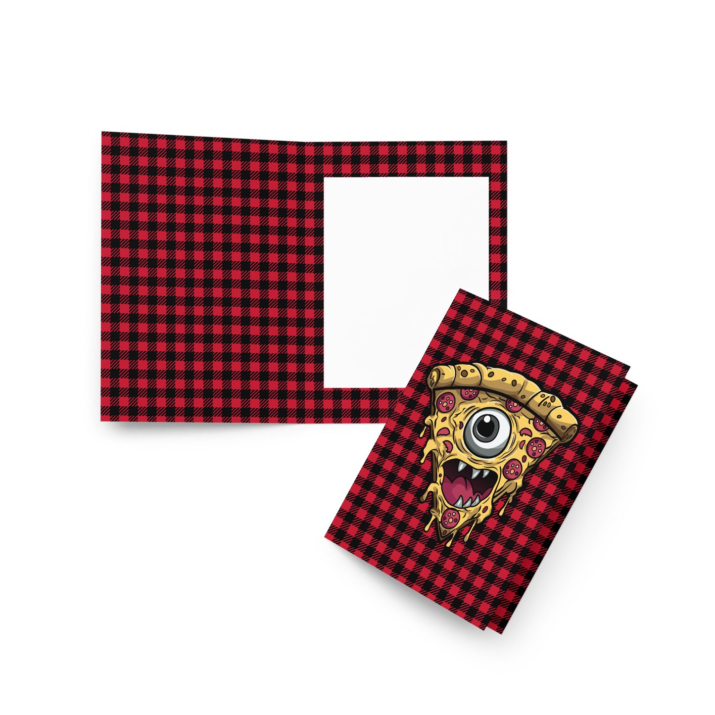 Pizza slice with psychic eye in zombie Greeting card