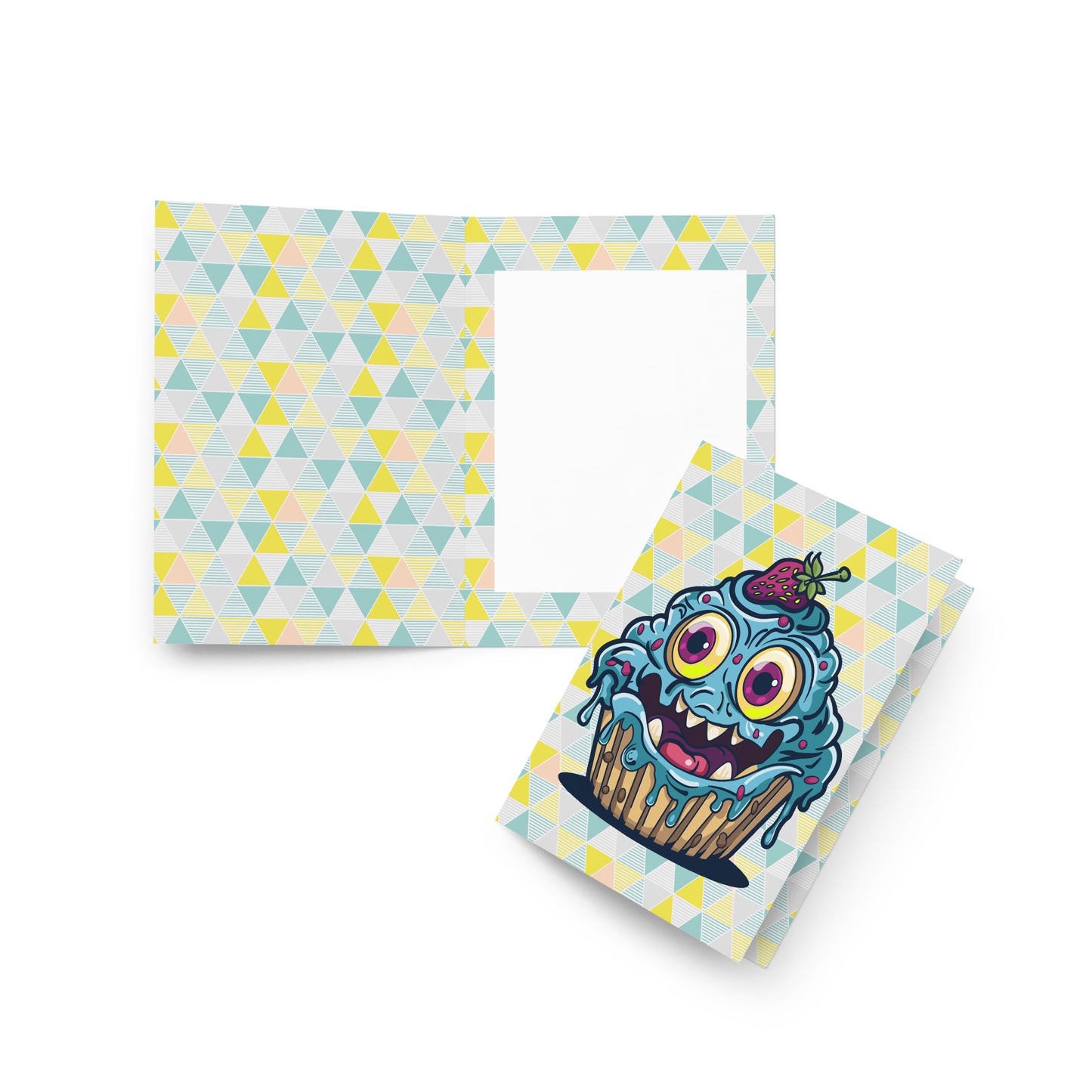 Happy -evil- blueberry cupcake monster Greeting card