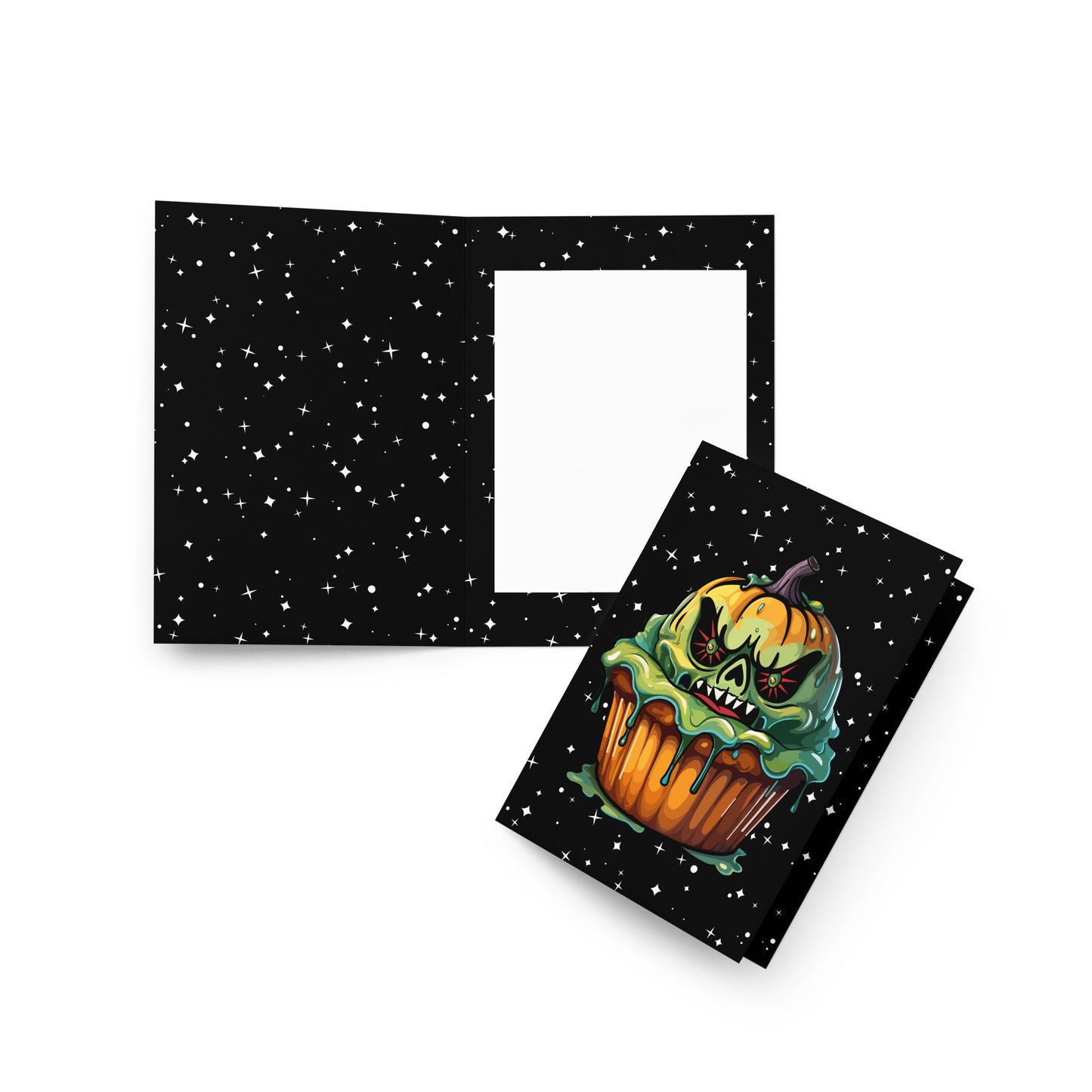 Evil Pumpkin Cupcake Greeting card