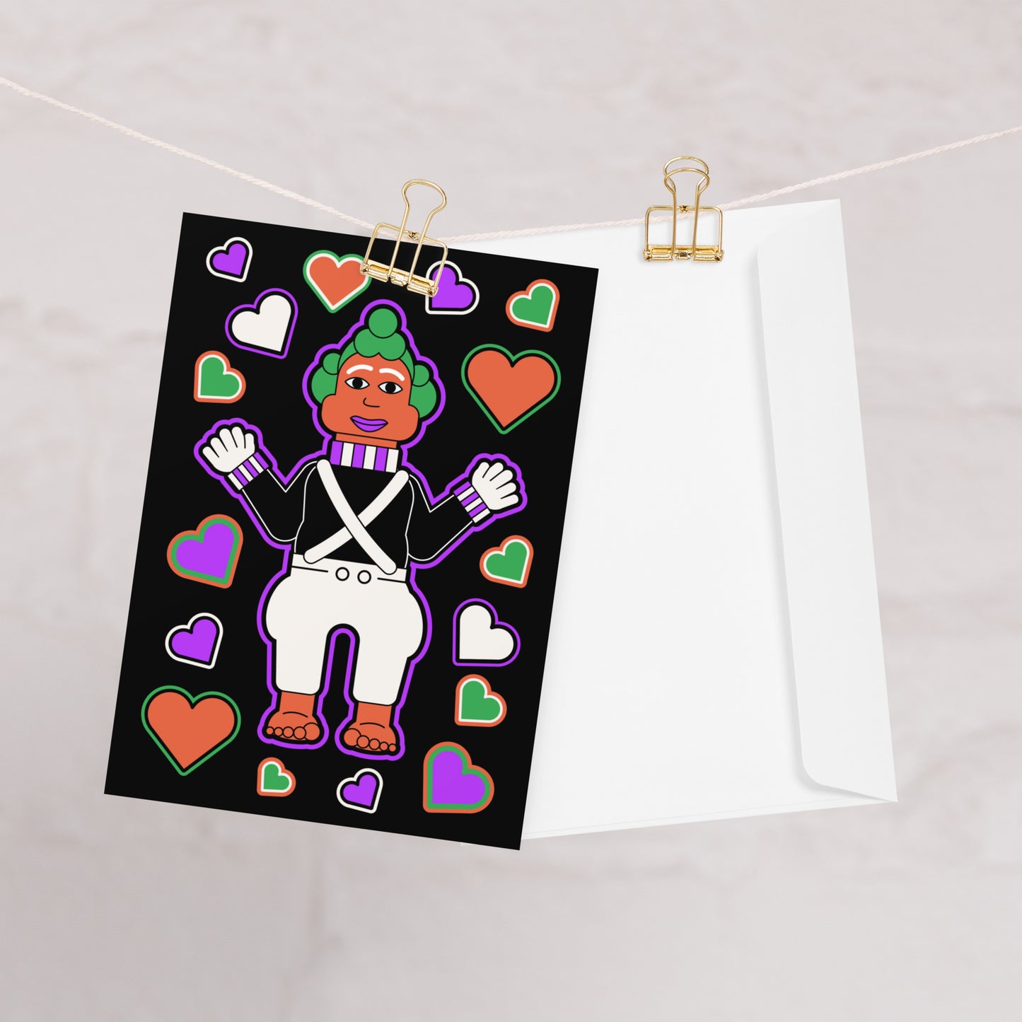 Oompa Loompa in love greeting card