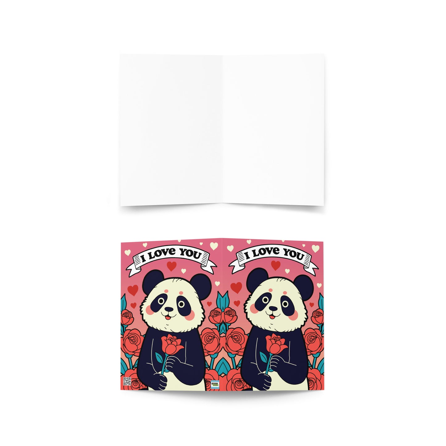 Romantic panda in love  greeting card