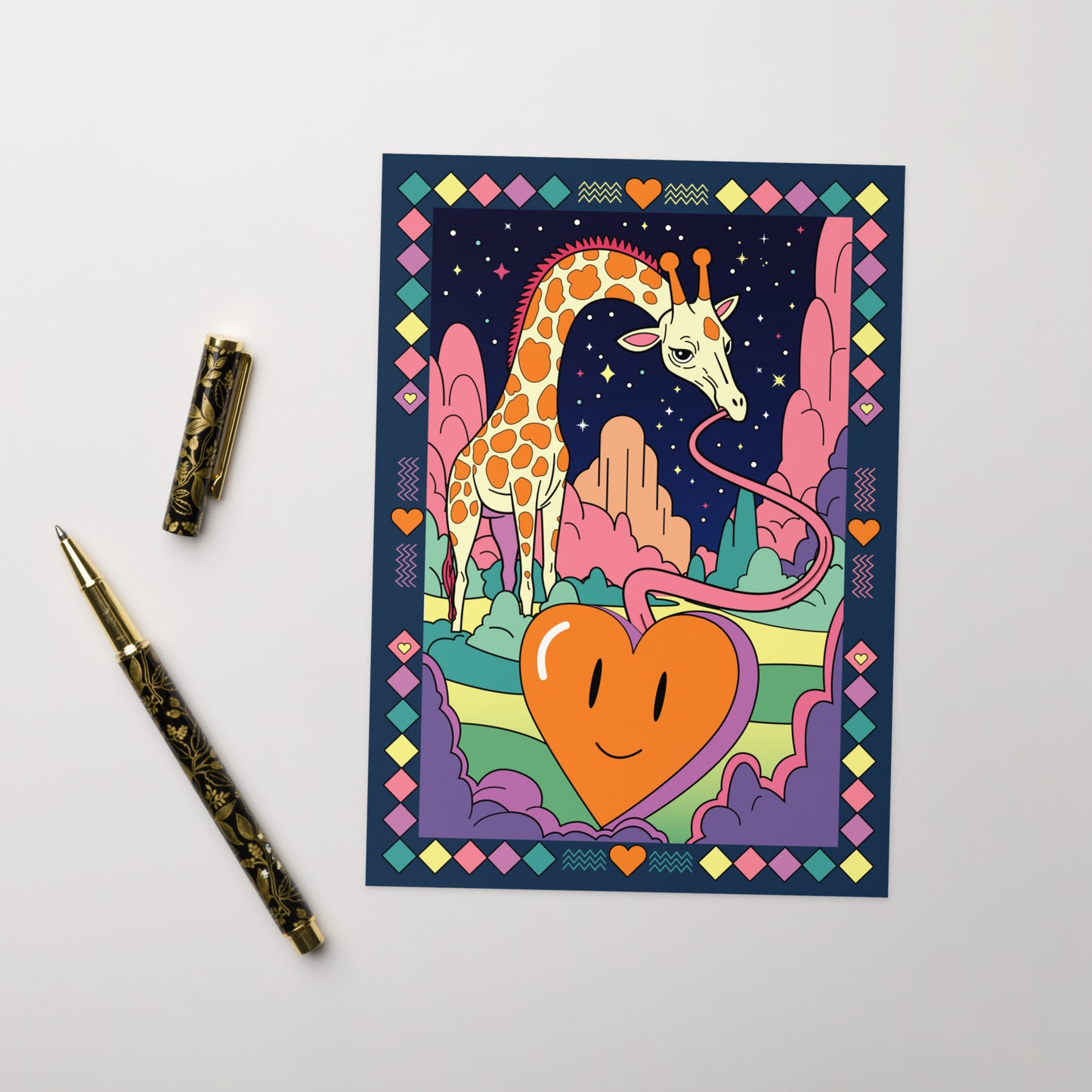 Cosmic love giraffe greeting card