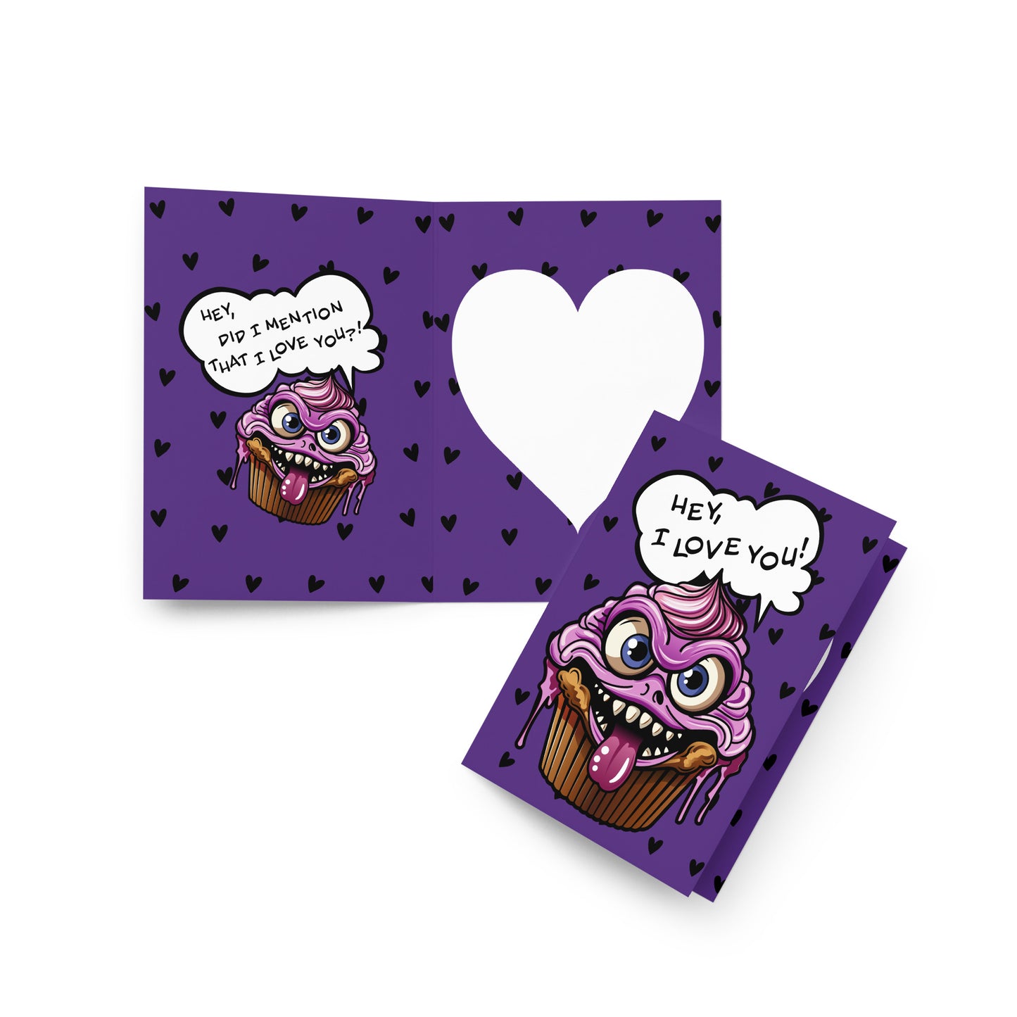 Evil Cupcake in Love greeting card