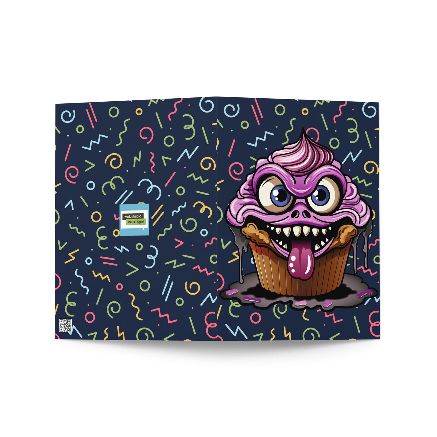 Evil Cupcake Monster Greeting card