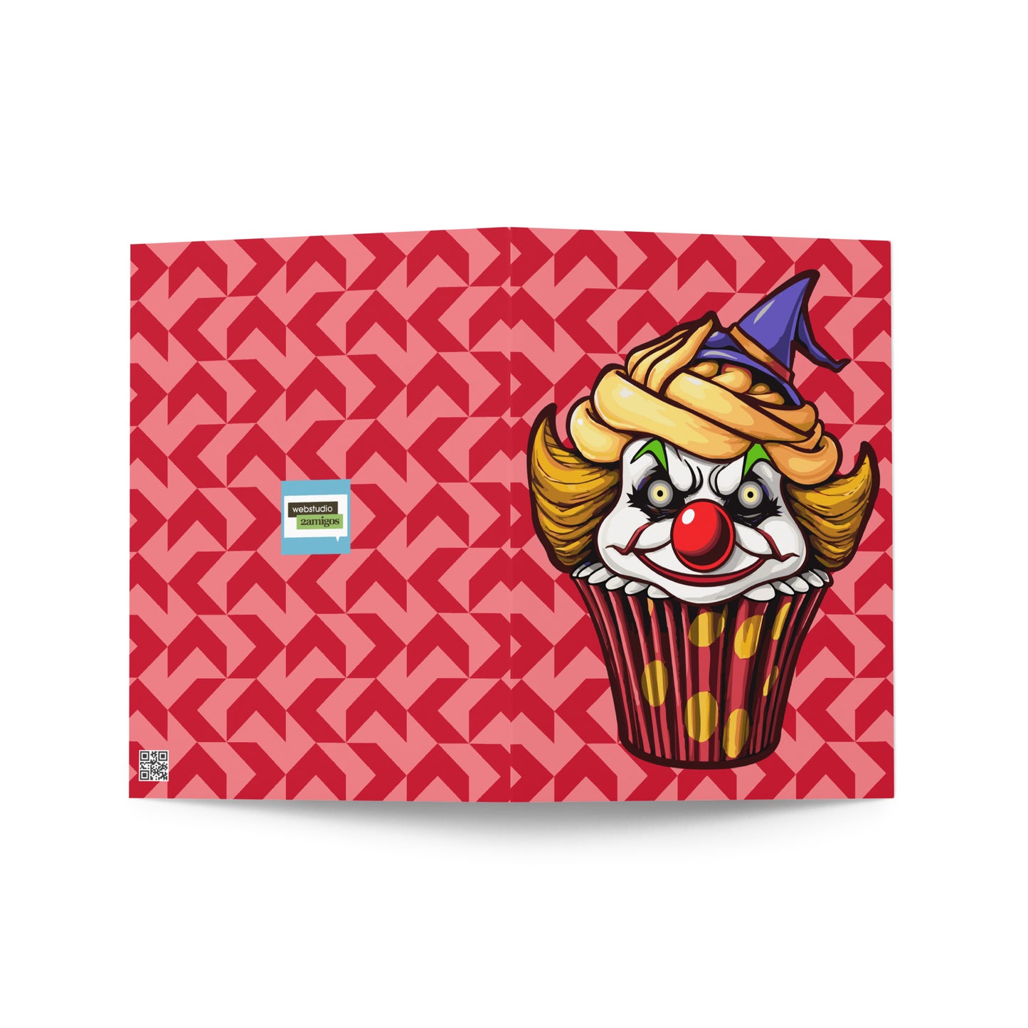 Clown Cupcake with witch hat Greeting card