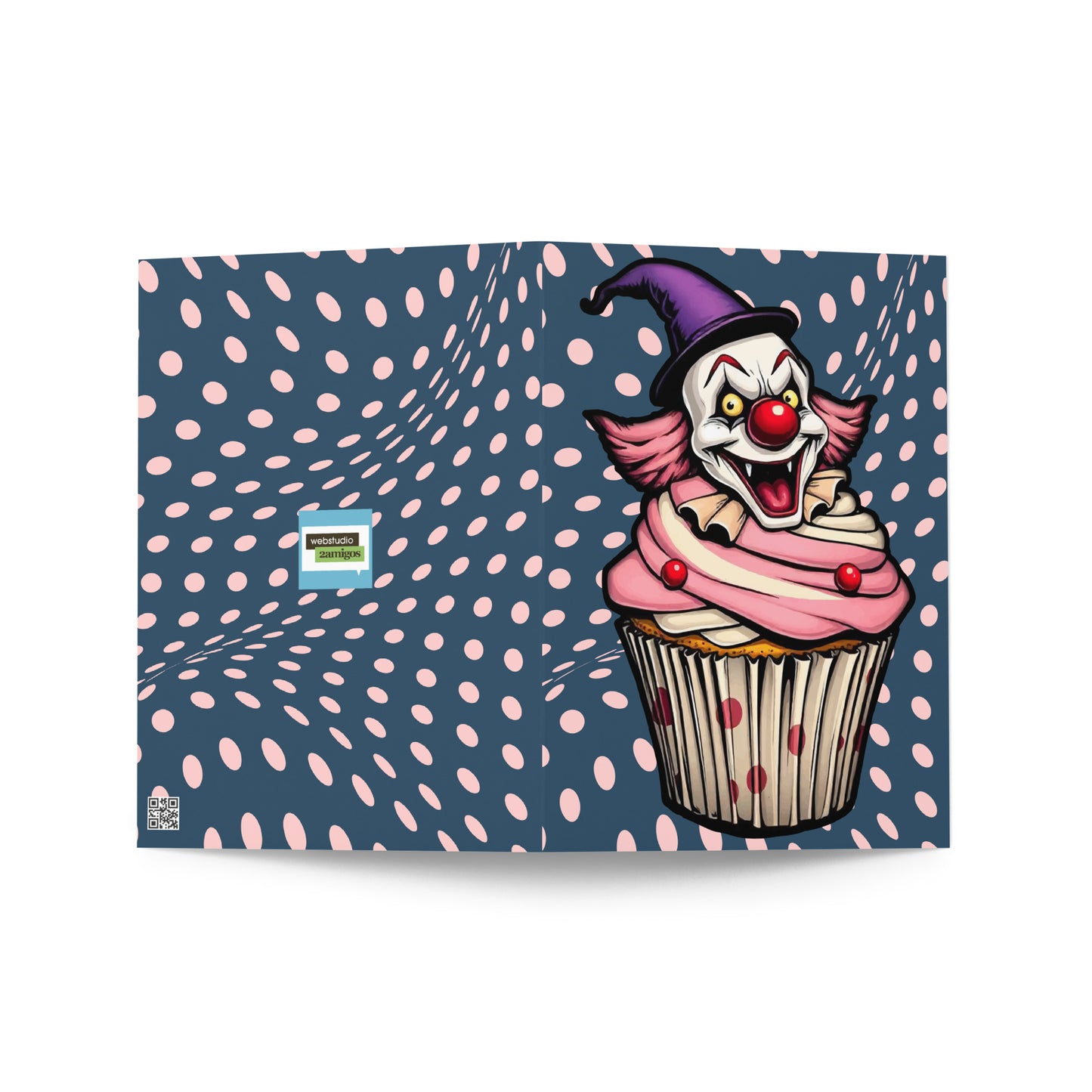 Creepy Clown Cupcake Greeting card