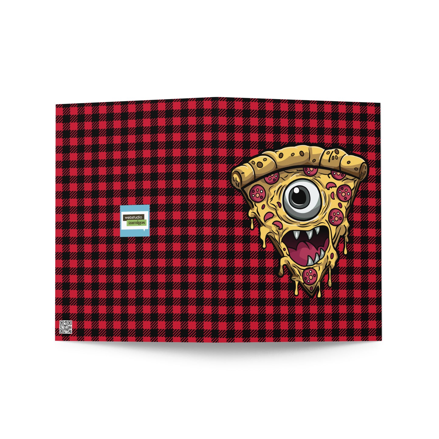 Pizza slice with psychic eye in zombie Greeting card