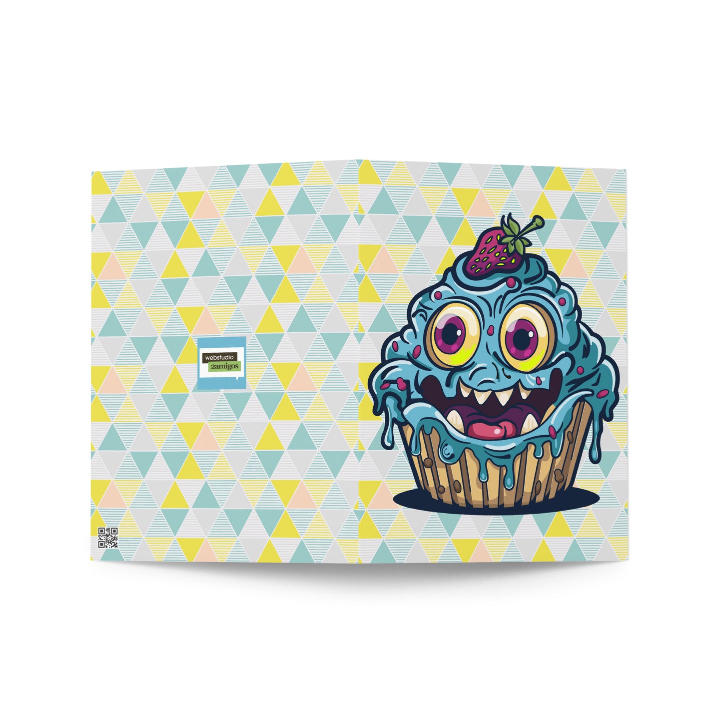 Happy -evil- blueberry cupcake monster Greeting card