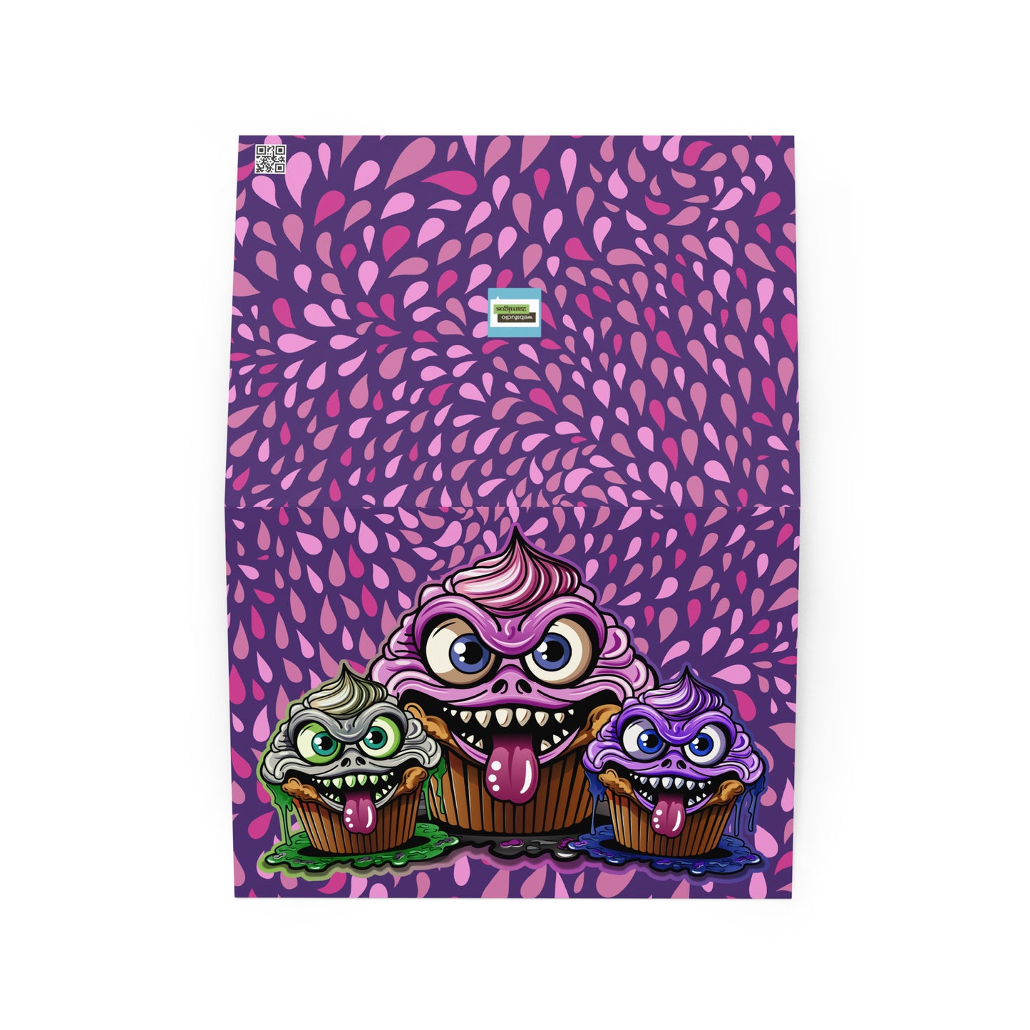 3 Evil Cupcake Monsters Greeting card