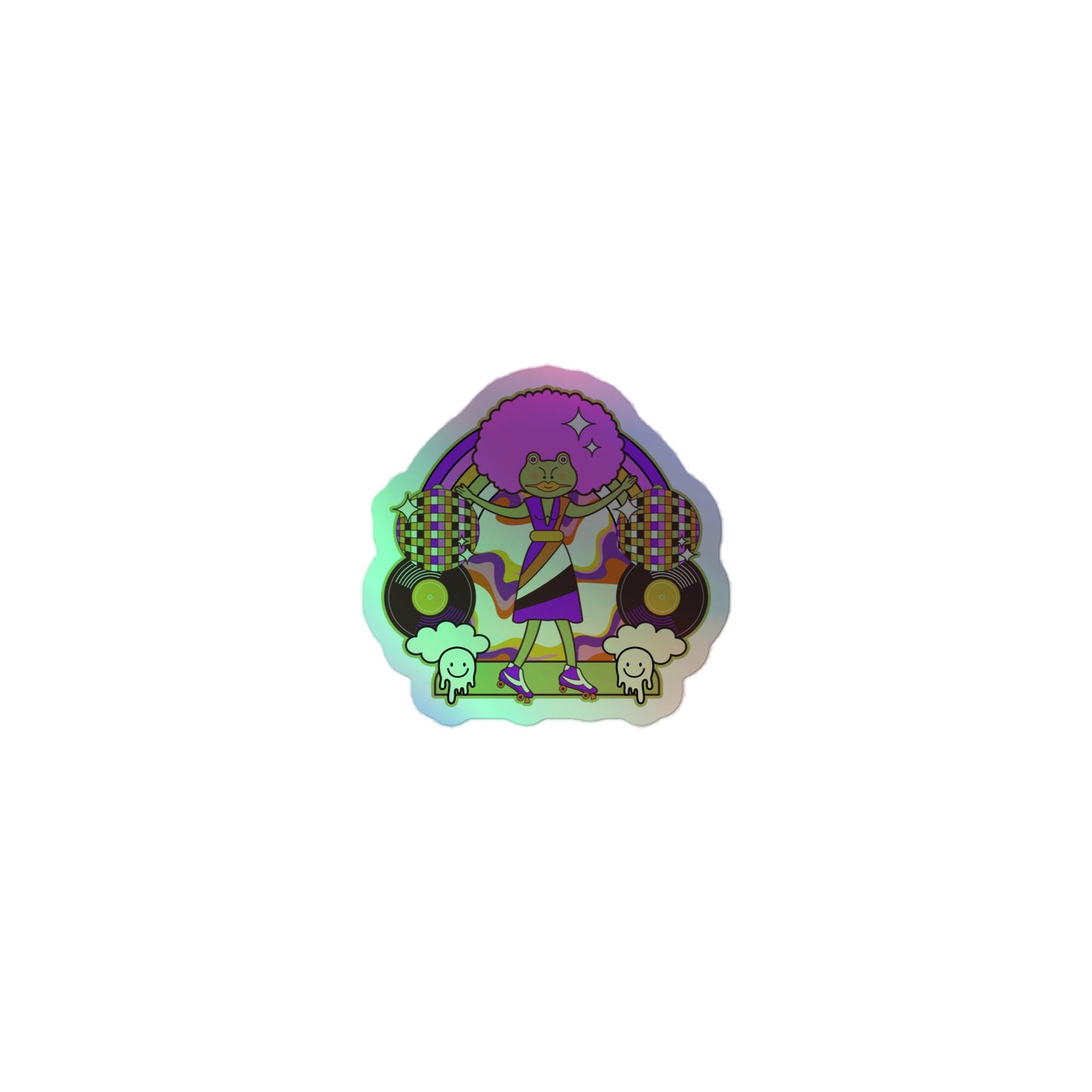 Disco frog with pink hair Holographic stickers