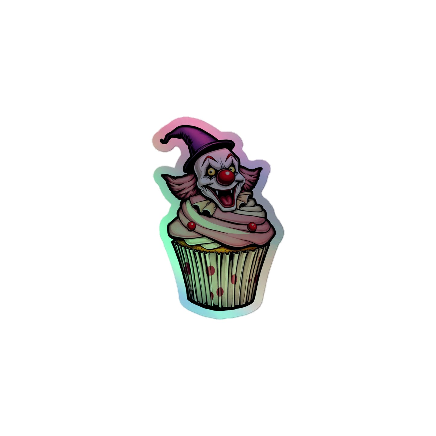 Creepy Clown Cupcake Holographic stickers