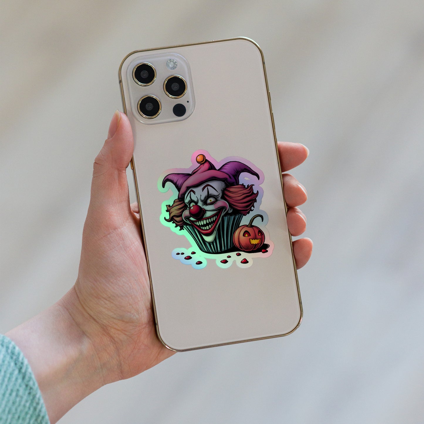 Evil Cupcake Clown Holographic stickers